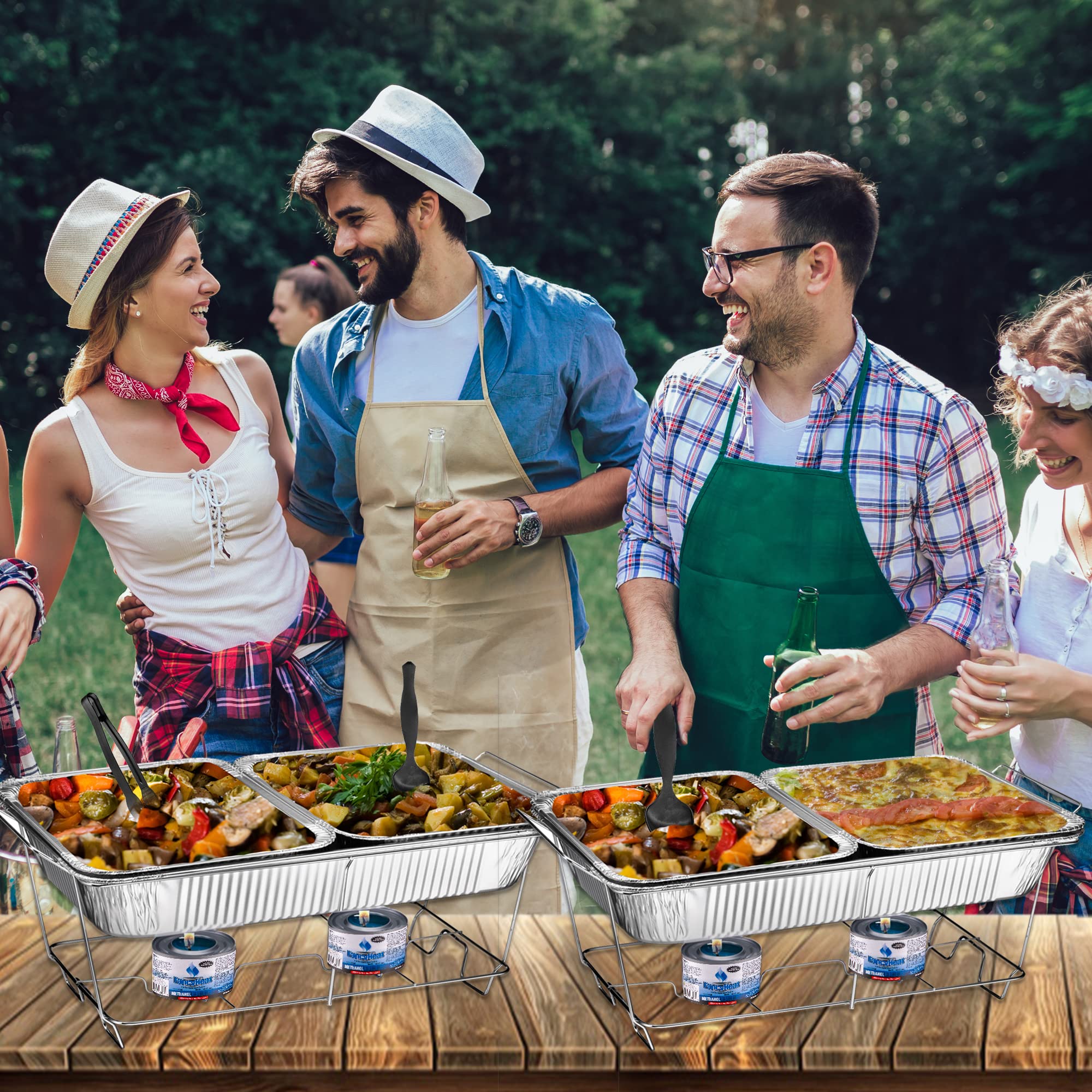 Disposable Chafing Dish Buffet Set, Food Warmers For Parties, Complete 39 Pcs Of Chafing Servers With Covers, Catering Supplies