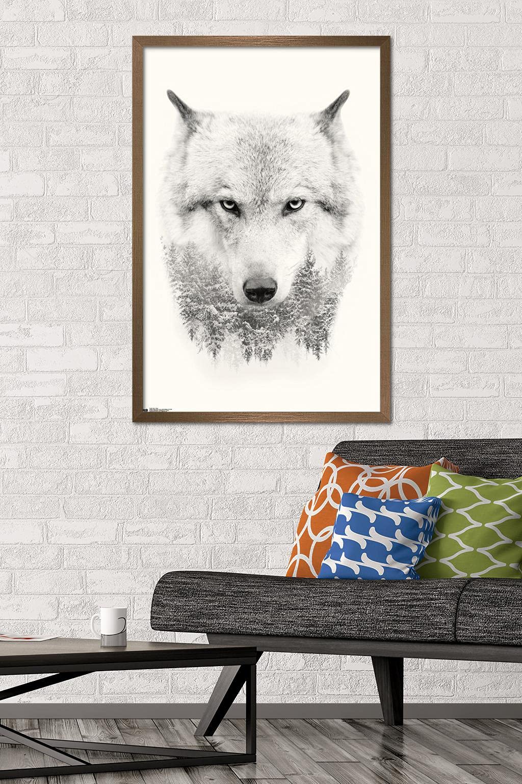 Trends International Wolf - Trees Wall Poster, 22.375'' X 34'', Bronze Framed Version