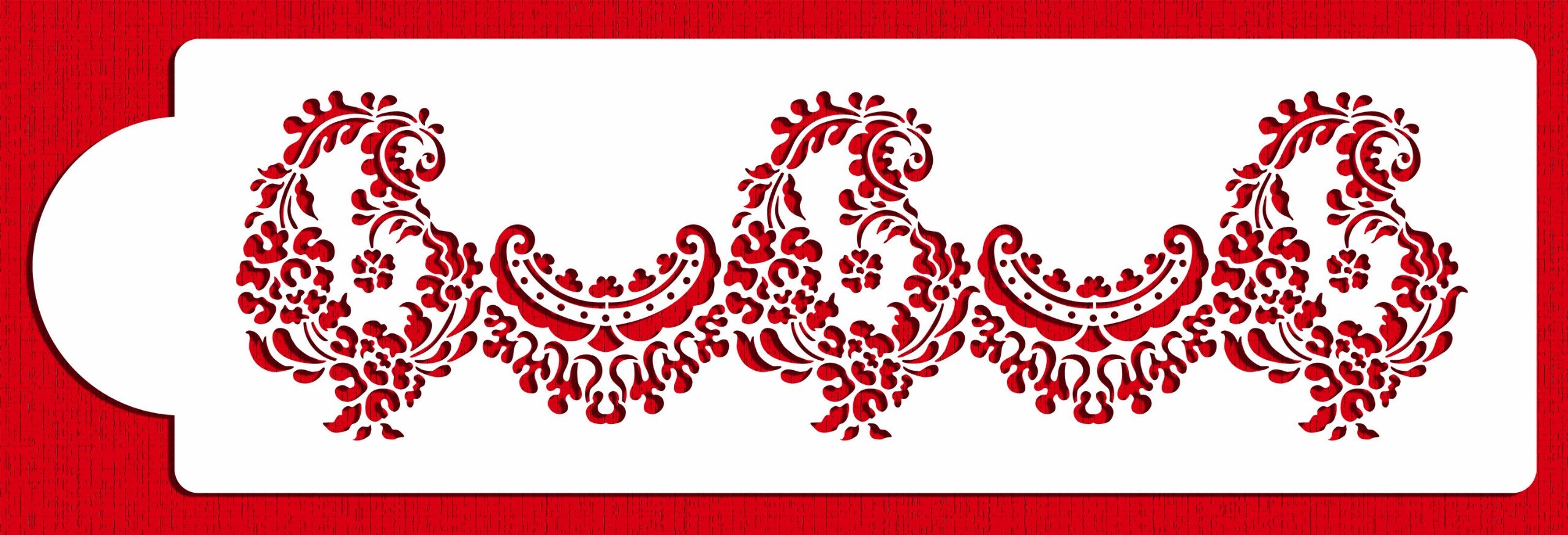 Designer Stencils C373 Alencon Lace Bottom Tier Cake Stencil, Beige/Semi-Transparent