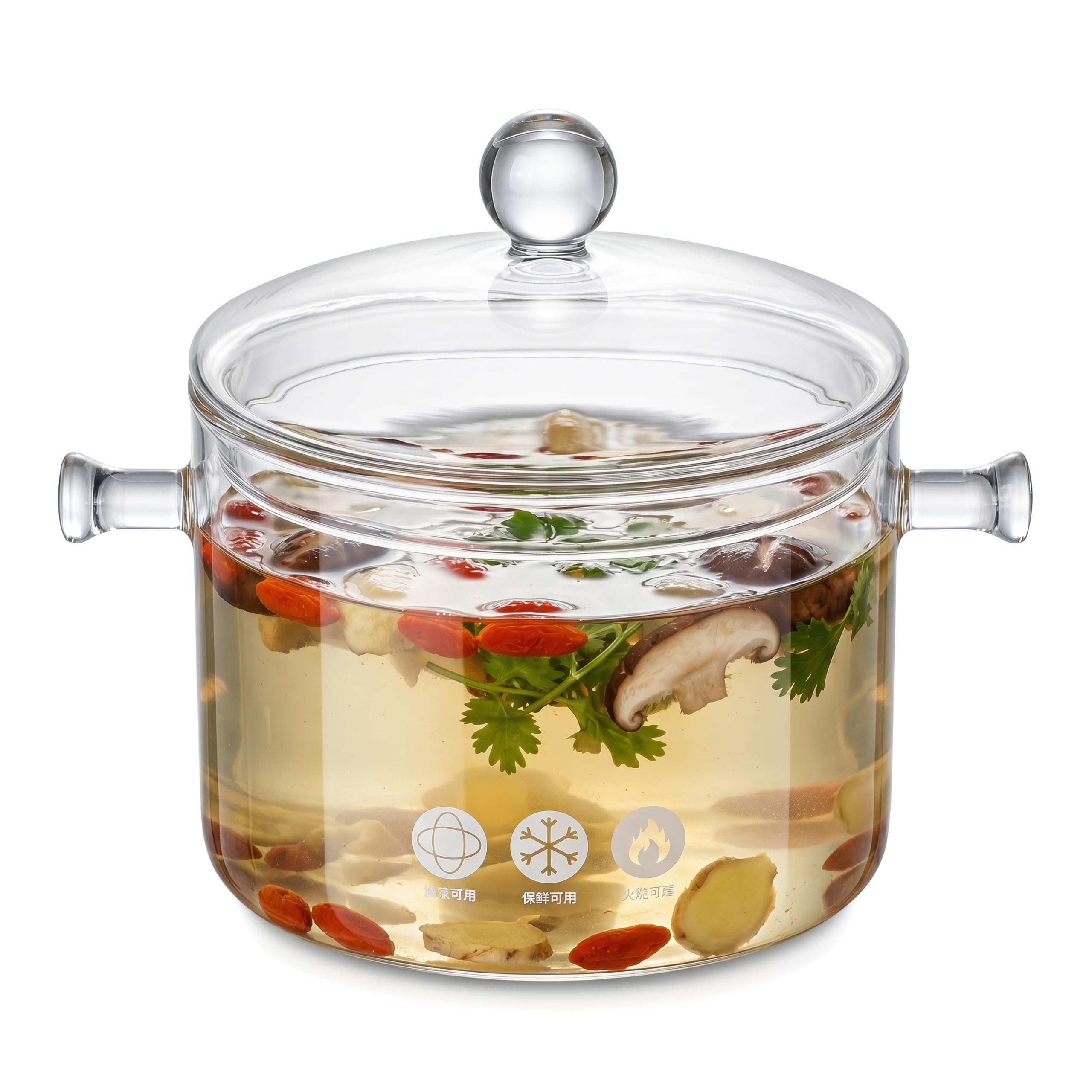 NVLIKNA Glass Cookware 1.5L/50oz HeatResistant Borosilicate Glass Pot