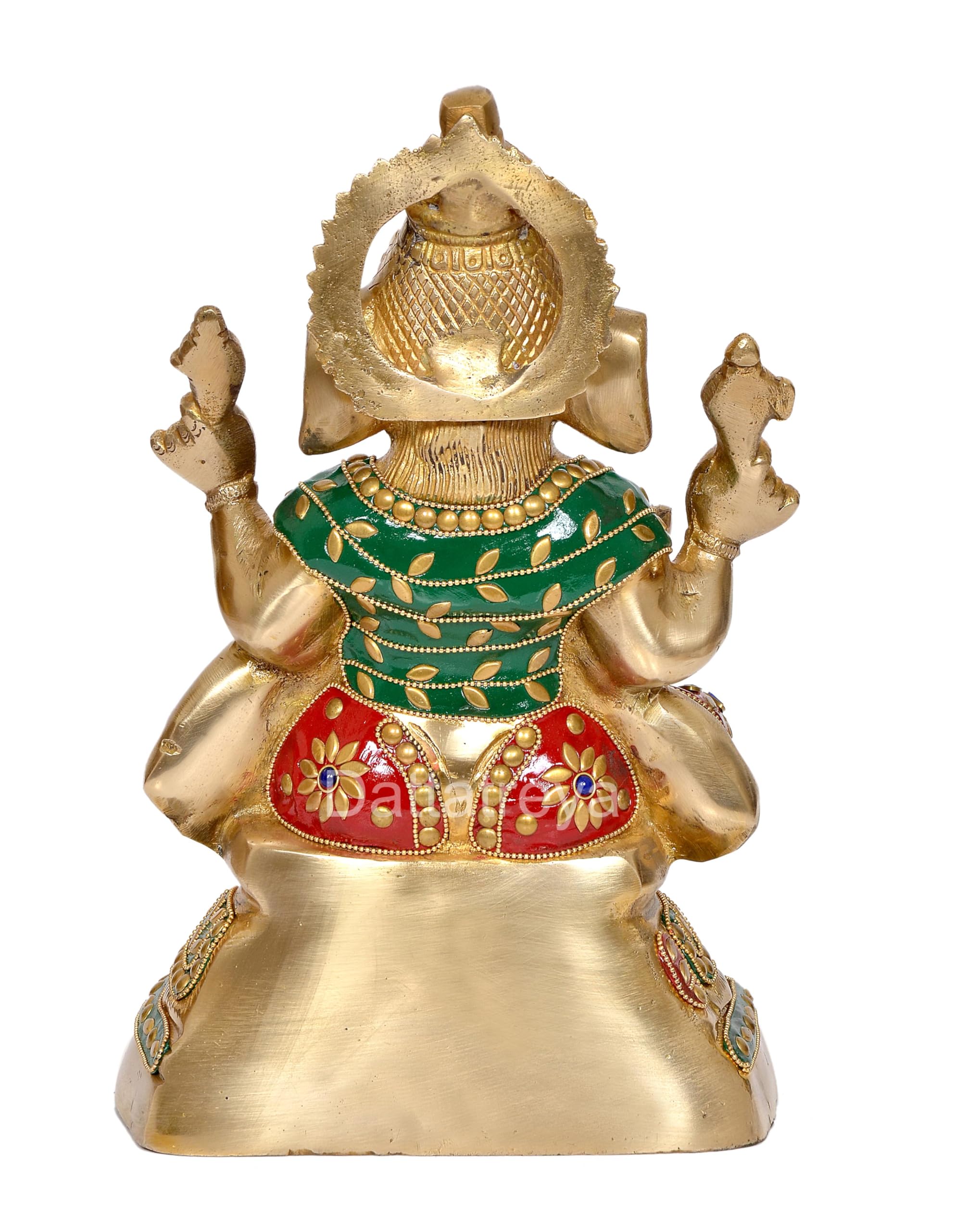 Dattatreya Brass Ganesh Statue - Handcrafted Lord Ganesha Idol For Home Decor And Pooja - Hindu God Ganapati Figurine (Height 11