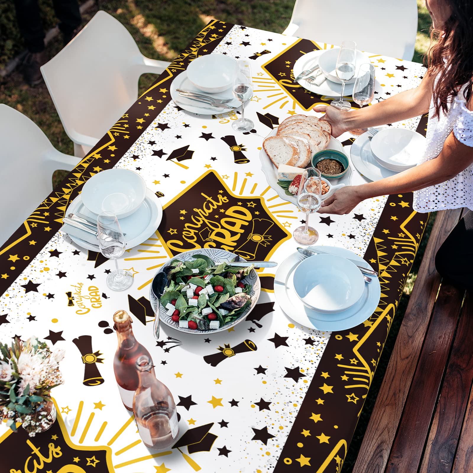 4 Pack Graduation Party Supplies 2025 Plastic Graduation Tablecloth, 54x108 Waterproof Rectangle Table Cover Congrats Grad Party