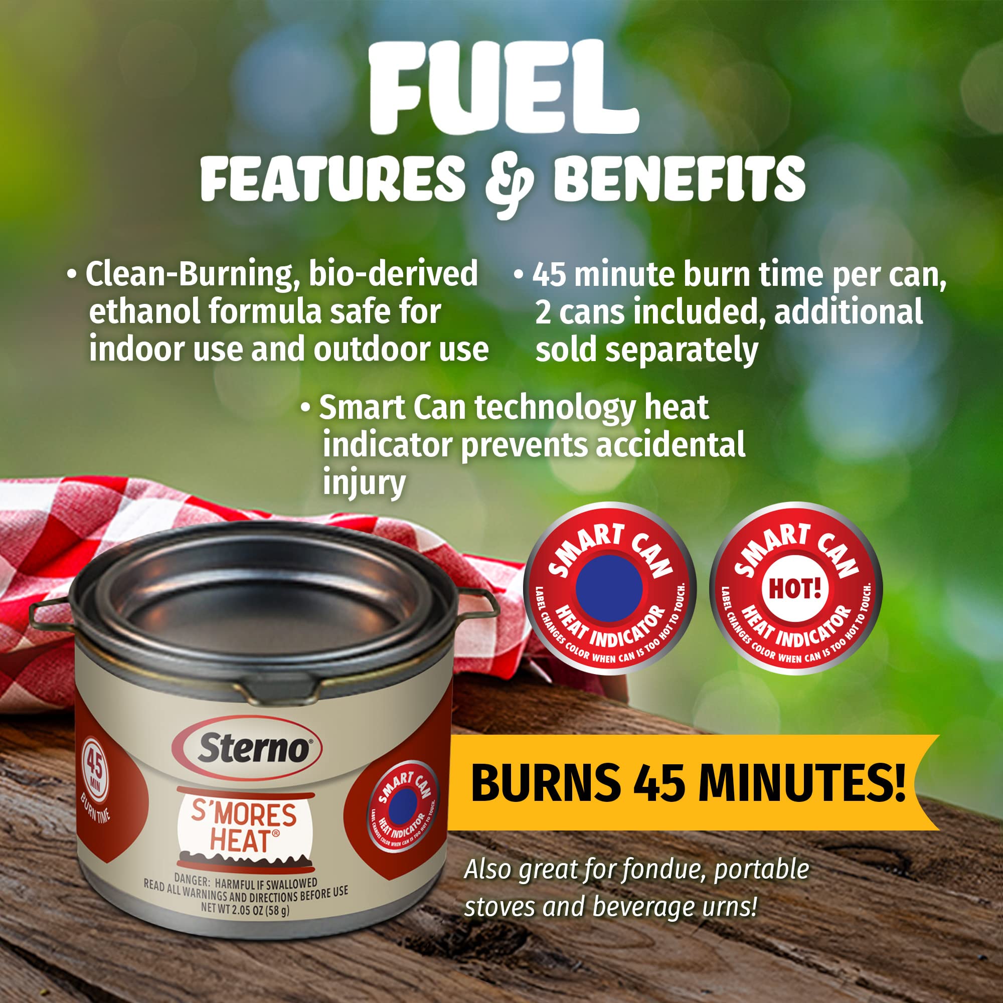Sterno S'Mores Heat Fuel Cans, 45-Minute Burn Time, 6-Pack