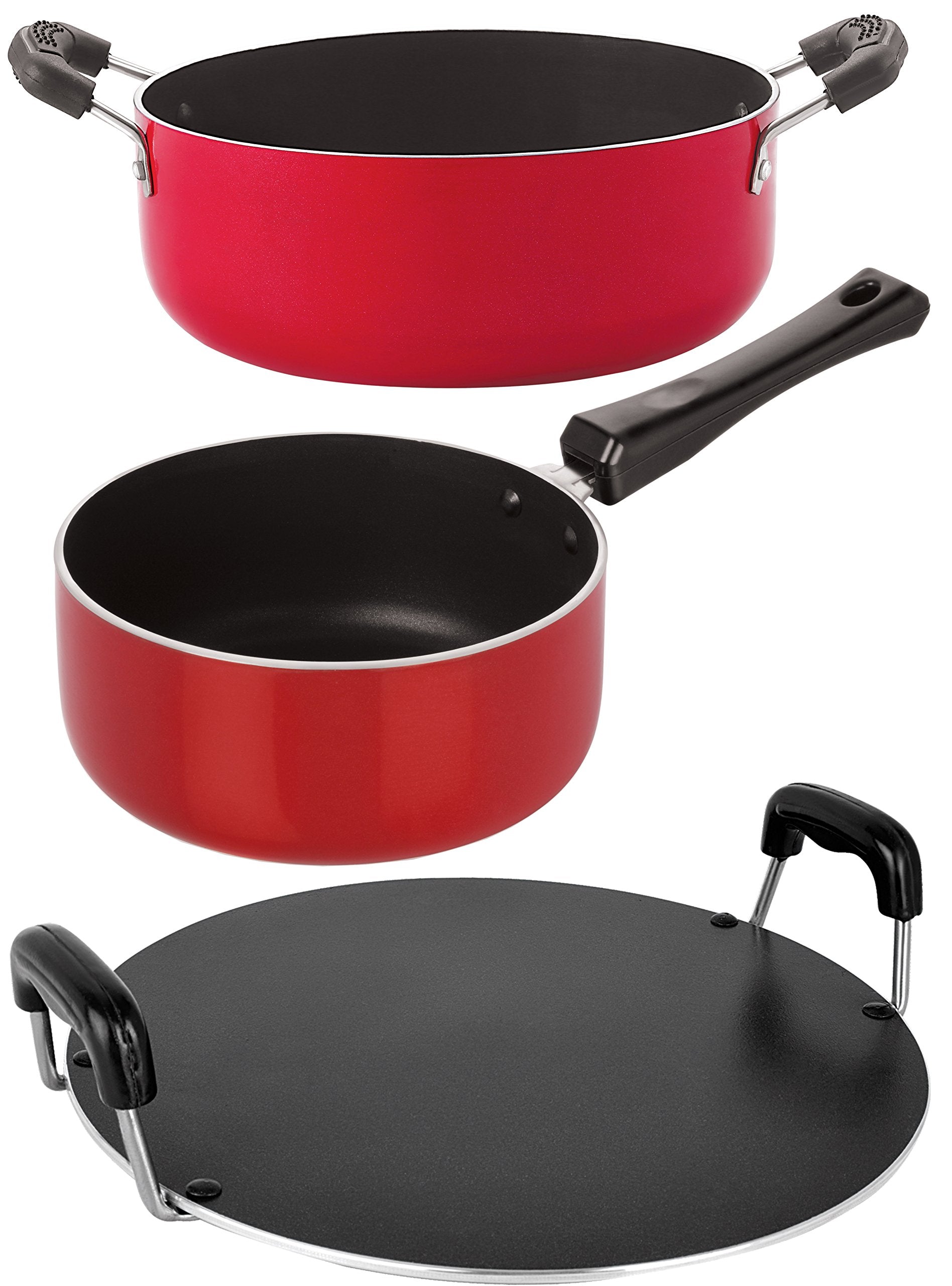 Nirlon NonStick Sauce Pan Round Tawa And Casserole Combo Kitchen Cooking Item Set