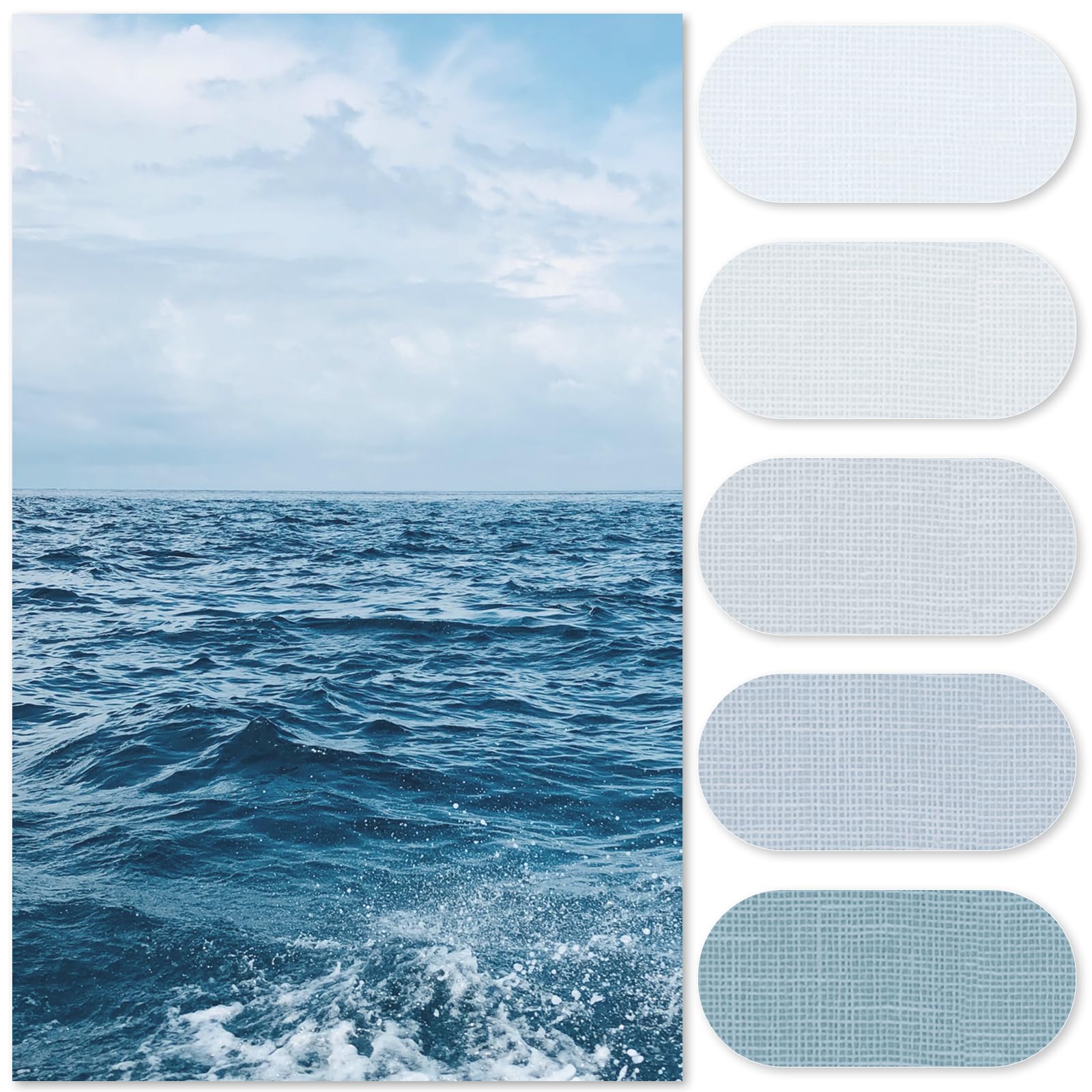 Jinchan Ombre Ocean Blue Striped Shower Curtain Waterproof Fabric Shower Curtains For Bathroom Gradual Color Minimalist Design M