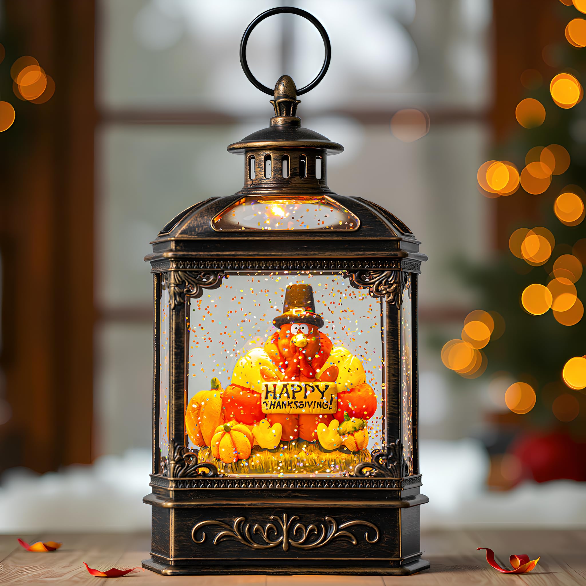 Fall Snow Globe Lantern