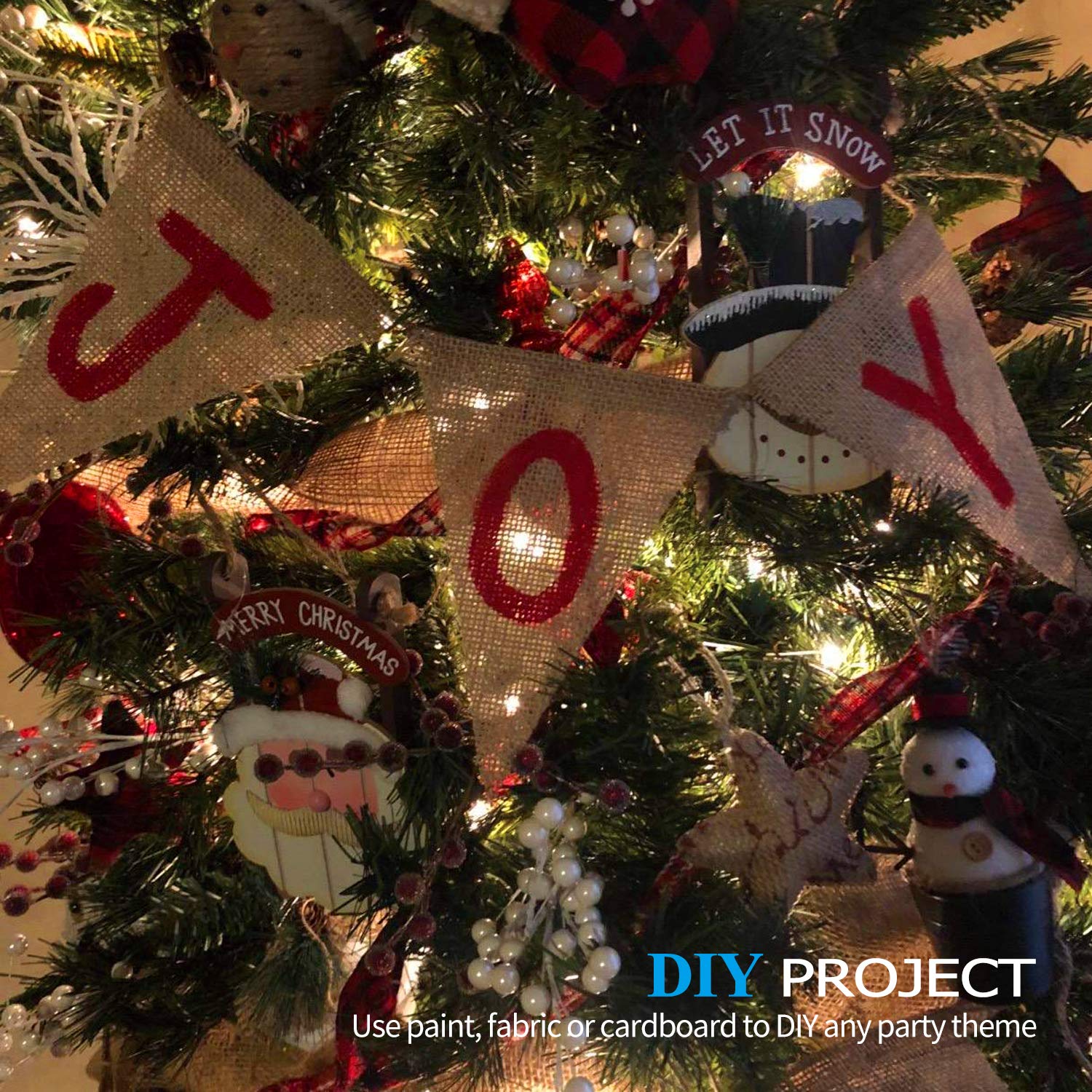 Novelty Place 15Pcs Burlap Banner - 14 Ft Triangle Flag - Diy Hand Painted Home Decorations For Holiday, Birthday, Wedding, Grad