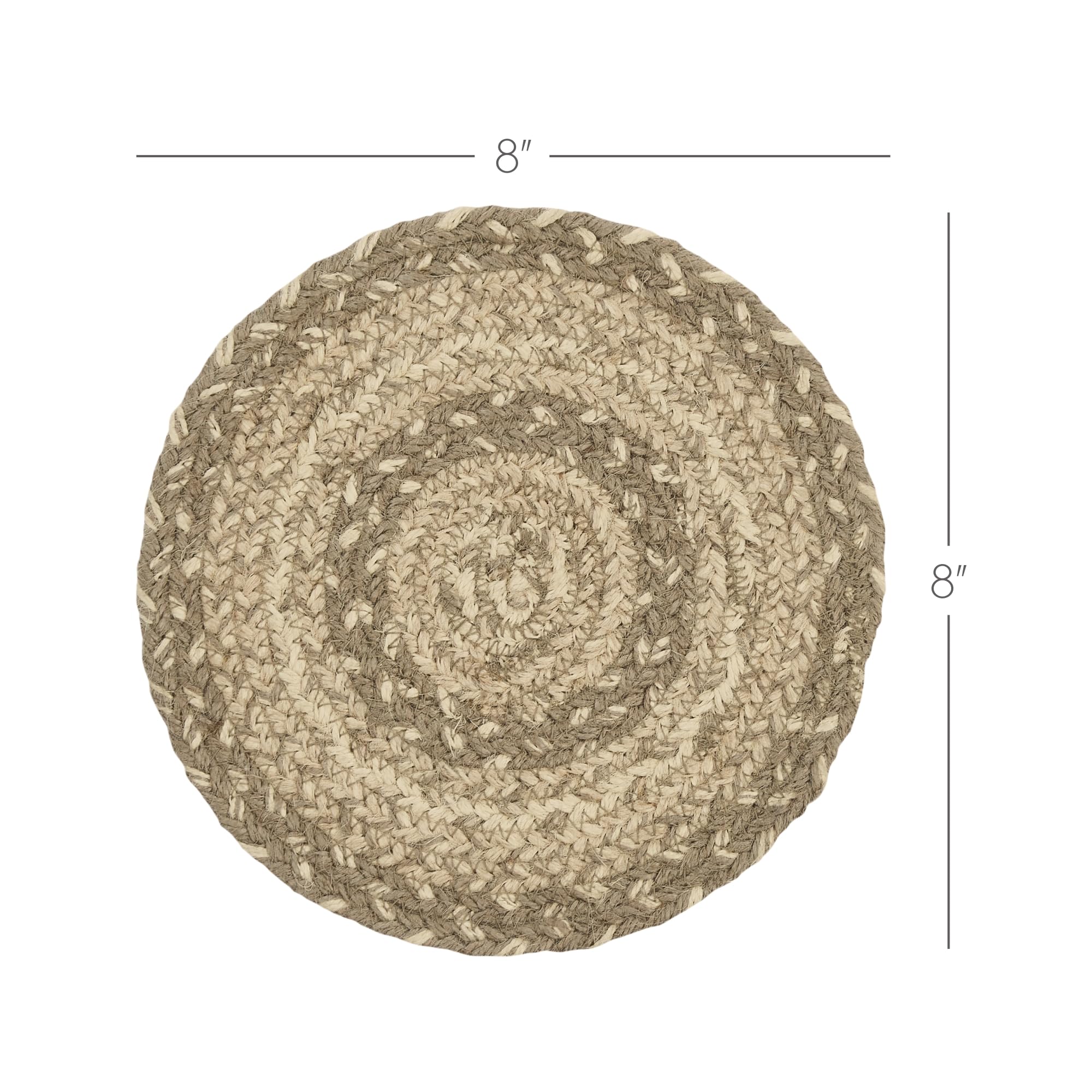 Vhc Brands Cobblestone Trivet Hot Pad For Pots Pans, Tan Grey White, Jute Blend, Round Circle, 8 Inches