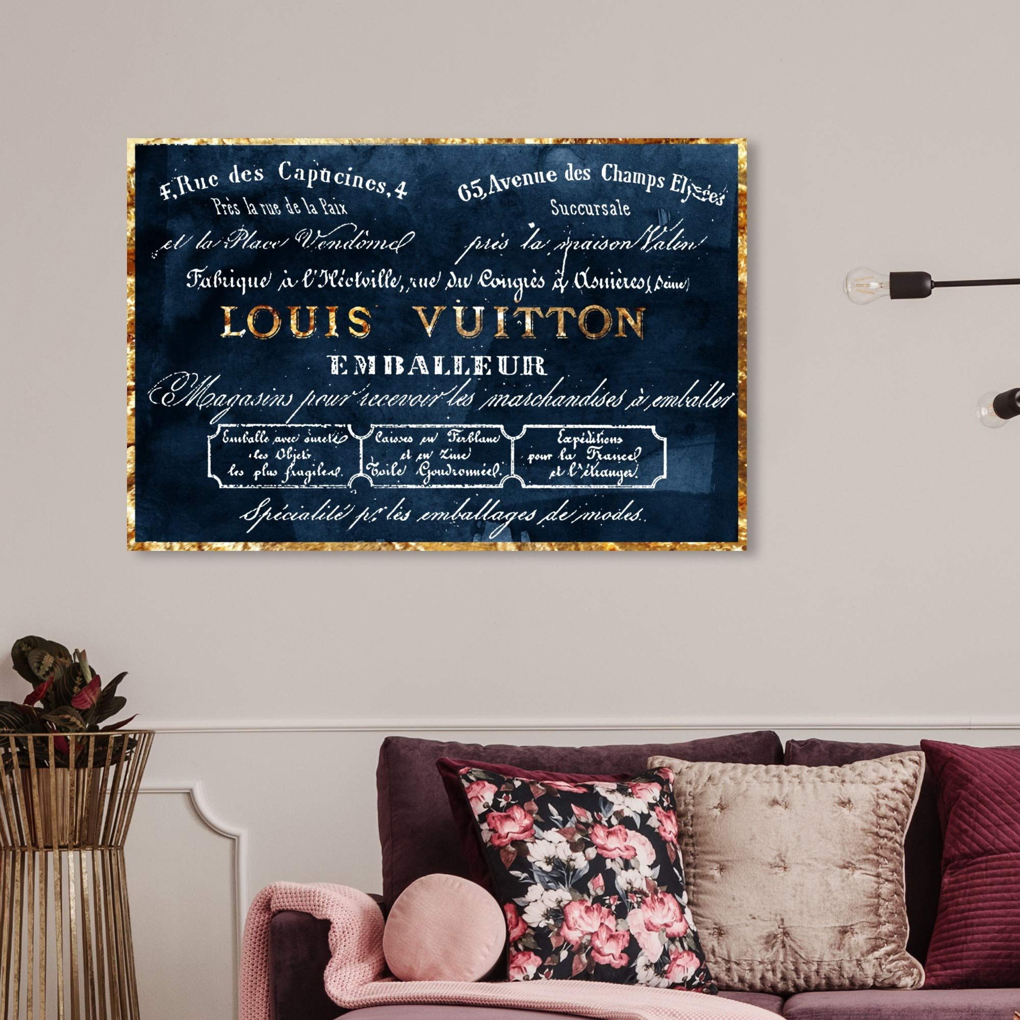 The Oliver Gal Artist Co. Oliver Gal 'Emballeur Navy' Blue Fashion Wall Art Print Premium Canvas 36'' X 24''