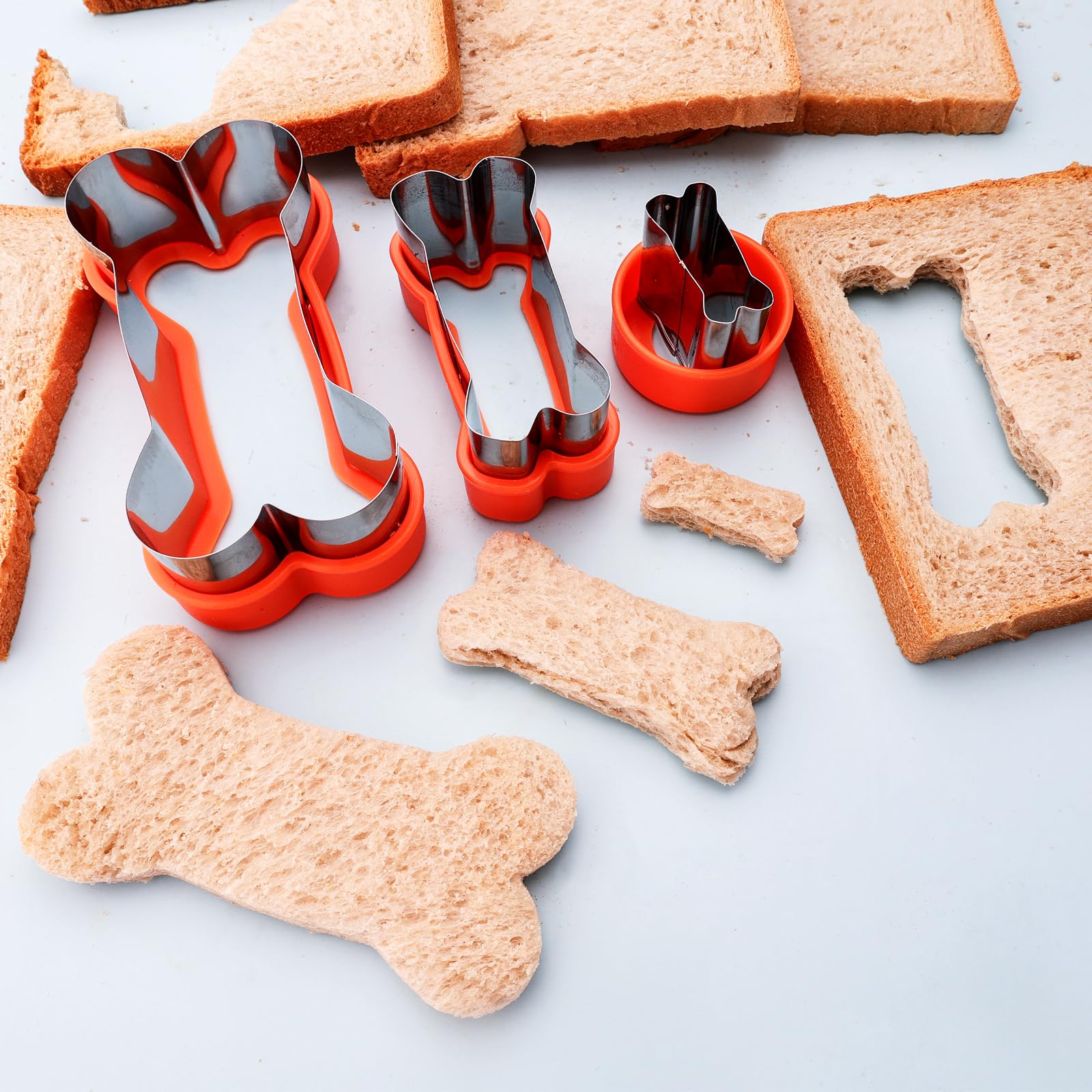 Dog Cookie Cutters Set 3 Piece -3 Different Sizes Of Dog, Bone, And Paw Print Cookie Mold Dog Bone Cutters Stainless Steel Shape