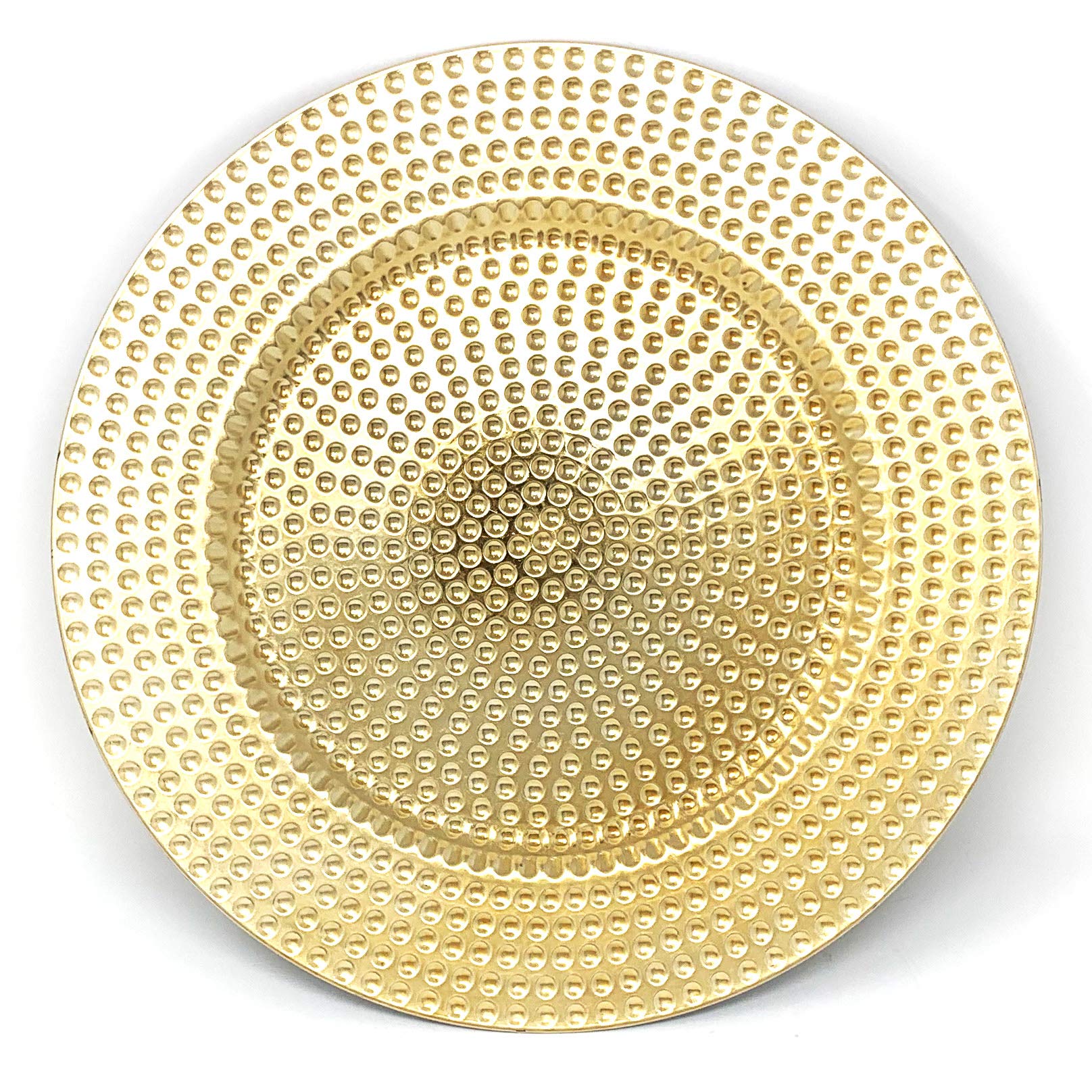 Allgala 13-Inch 6-Pack Heavy Quality Round Charger Plates-Hammered Gold-Hd80371