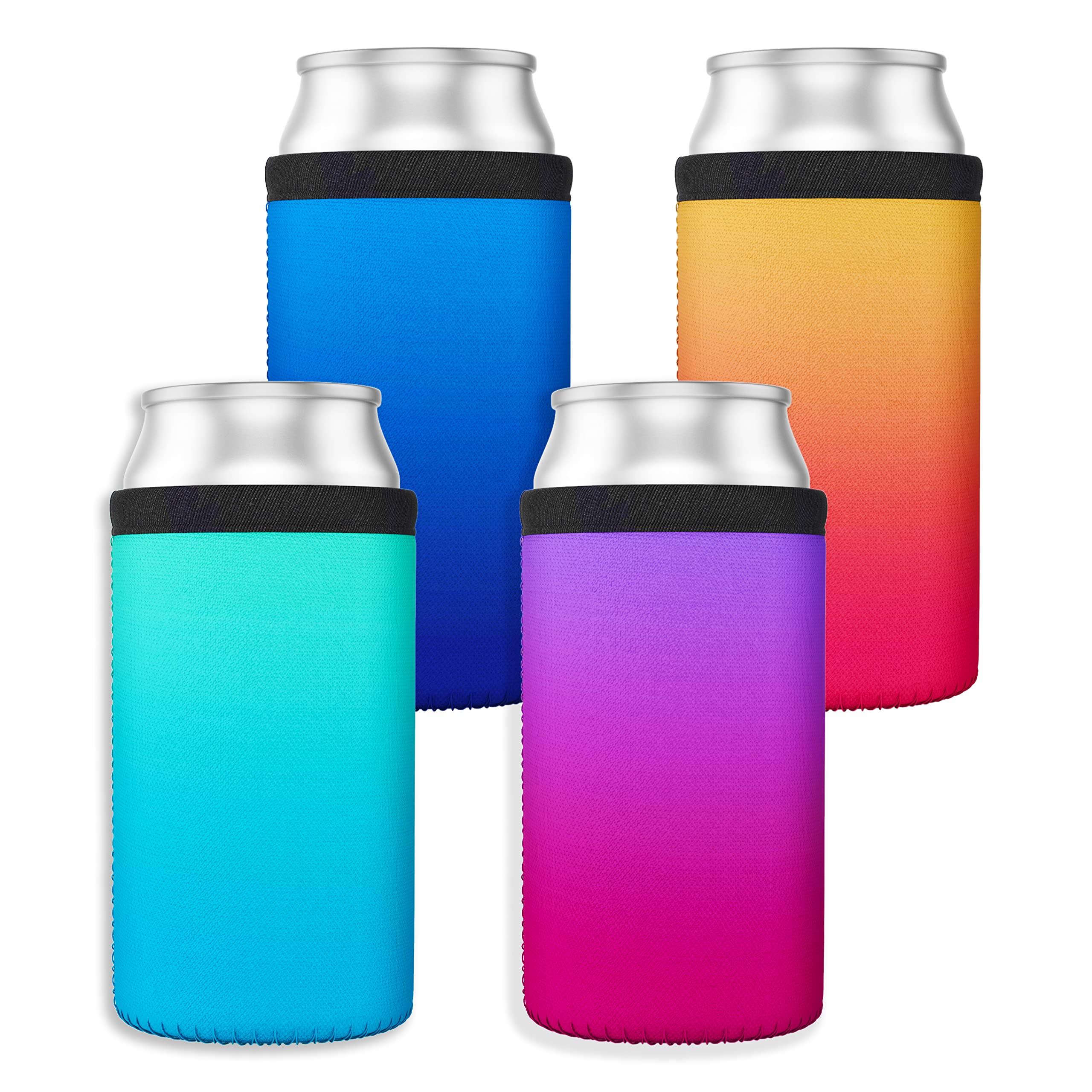 Tahoebay Ombre Cooler Sleeves For Cans And Bottles - Memory Foam (4-Pack) (16Oz Can)