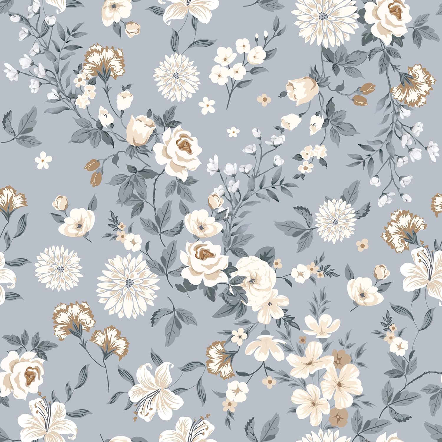 HLNIUC Floral Peel and Stick Wallpaper(17 X 118 Inch) Boho Wallpaper,Farmhouse Botanical Wall Decor,White Flower Decal,Tropical 