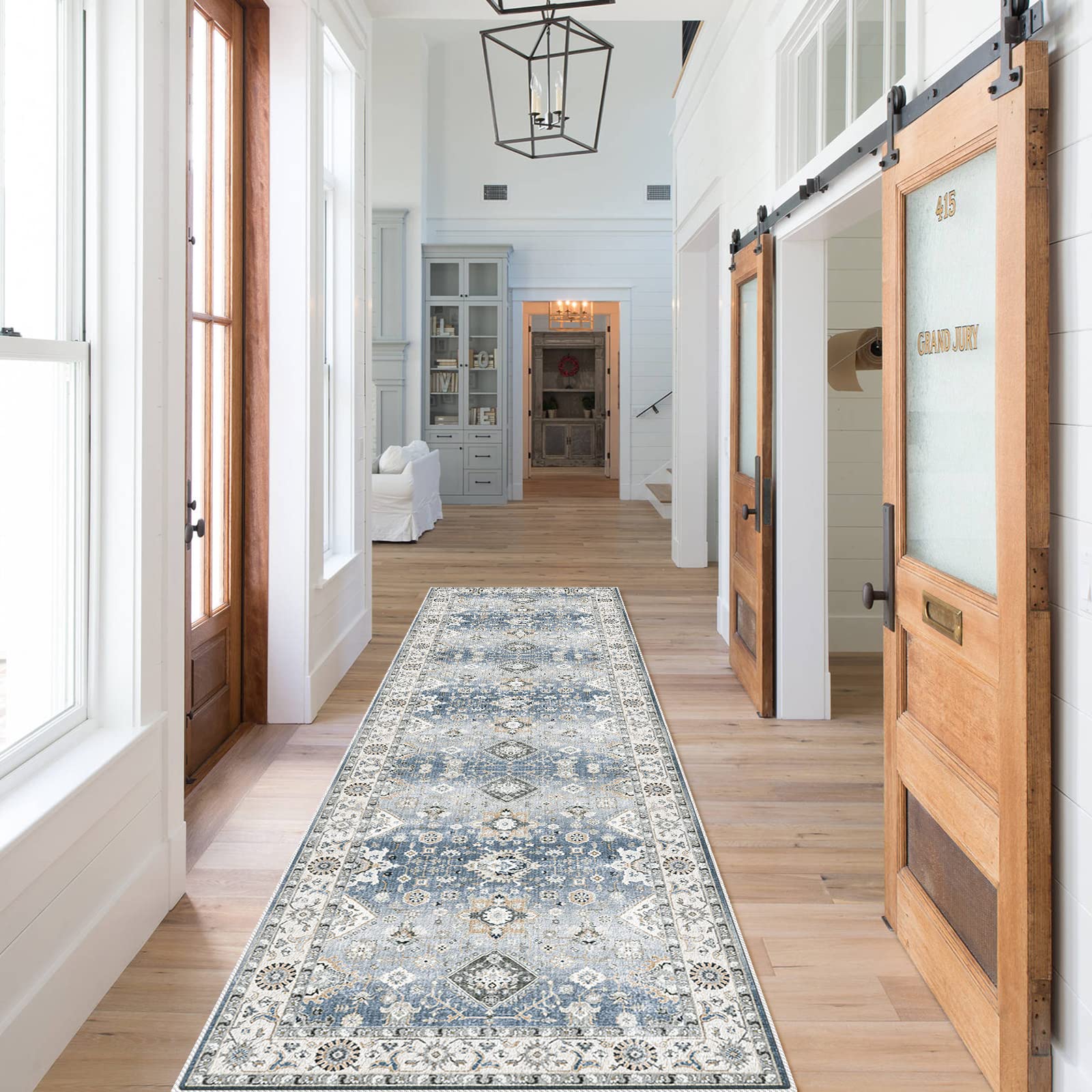 HY HAO YUN LAI Non Slip Runners for Hallways,Washable Long Ultra Soft Kitchen Non Shedding Accent Farmhouse Rugs (Grey, 2 X 7)