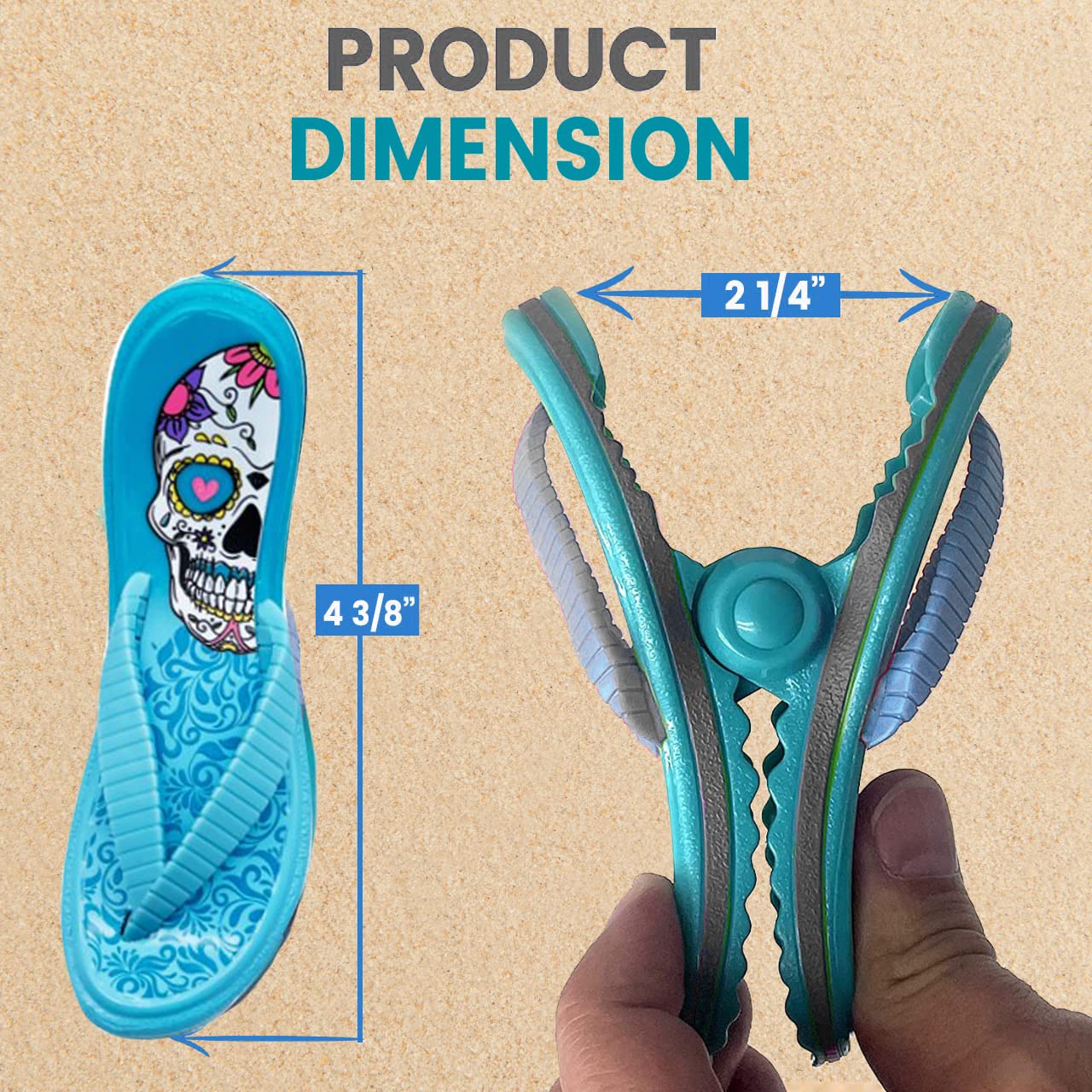 PERFORMORE Flip Flop Beach Towel Clips (Blue)  Set of 2  Portable Towel Holder Clips  Secure Clips for Beach Chairs Deck Patio Pool Boat Cruise Lounge Chair Accessories