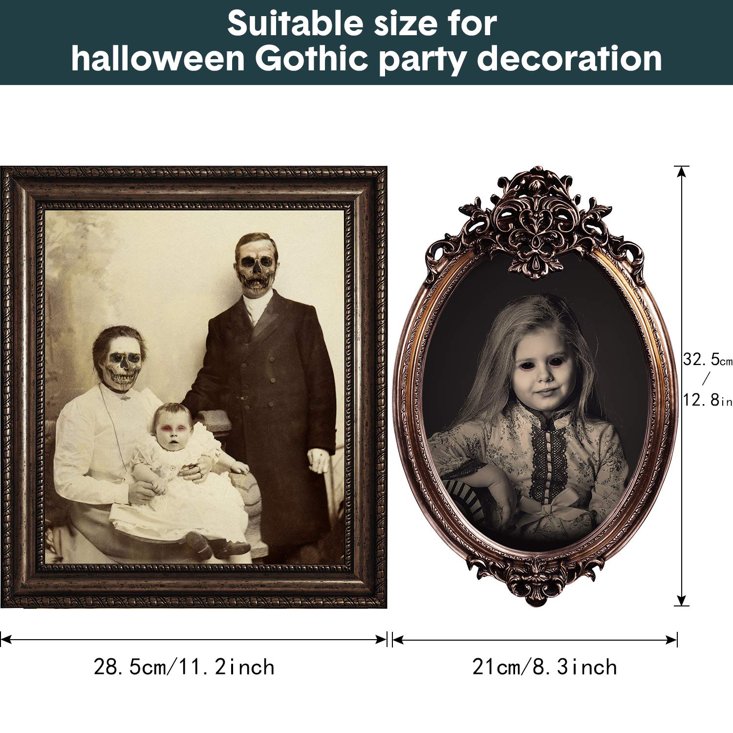Halloween Decorations  12 Pieces Laminated Halloween Gothic Decor Poster Frames Durable Haunted House Creepy Portraits Pictures Spooky Home Decor