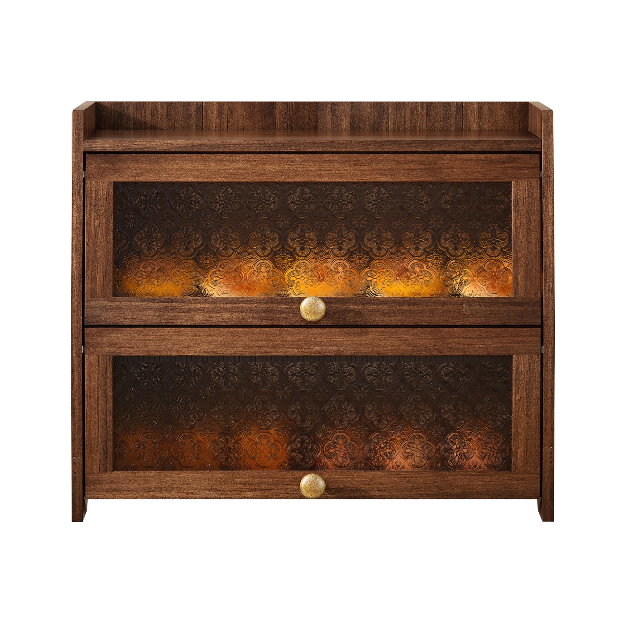 LUHENPING Bread Box for Kitchen Countertop, Double Layer Pine Wood Breadbox