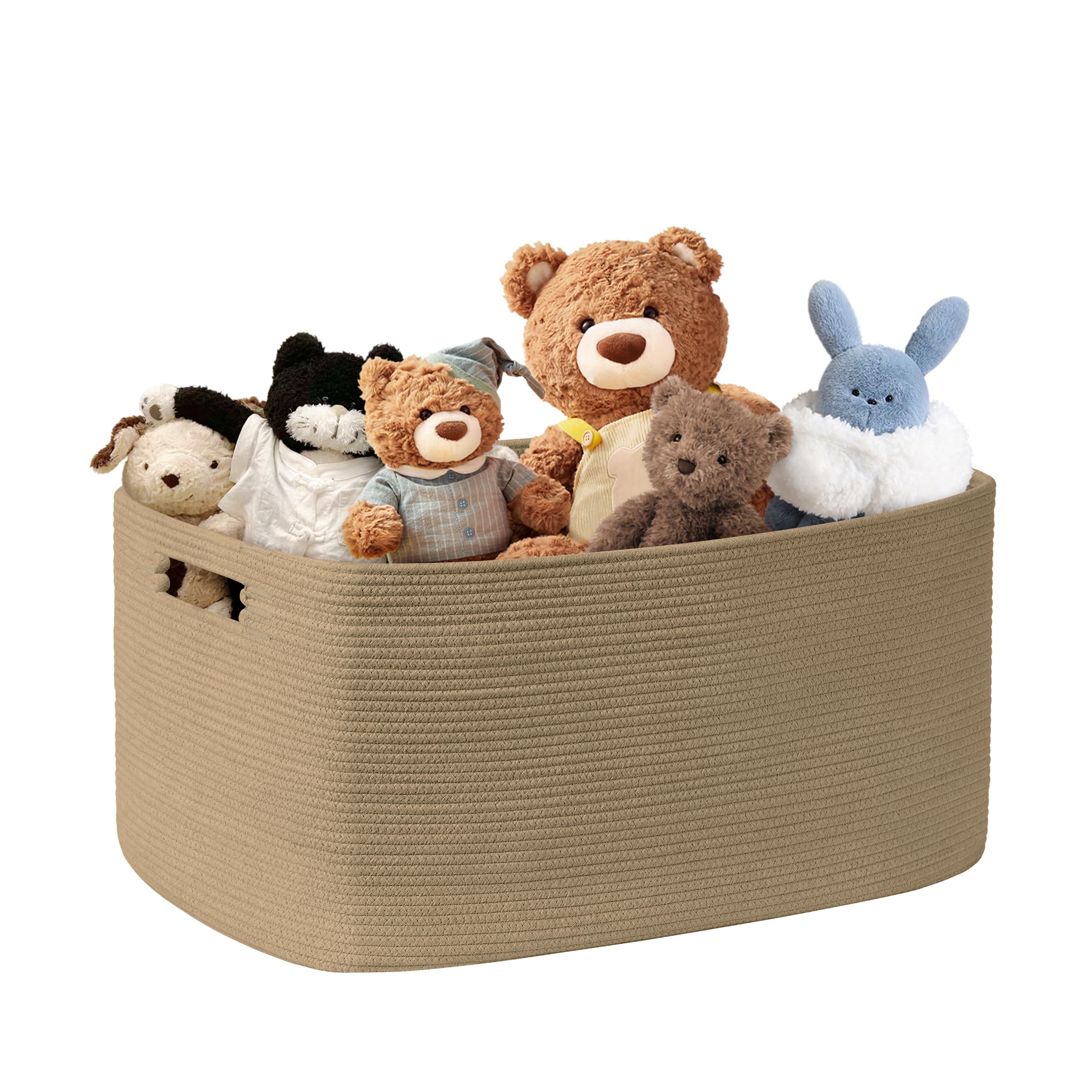 SunNewt 72L Large Wicker Laundry Basket for Living Room Storage,Boho Woven Cotton Rope Baskets for Kids Toy,Gifts,Square Blanket