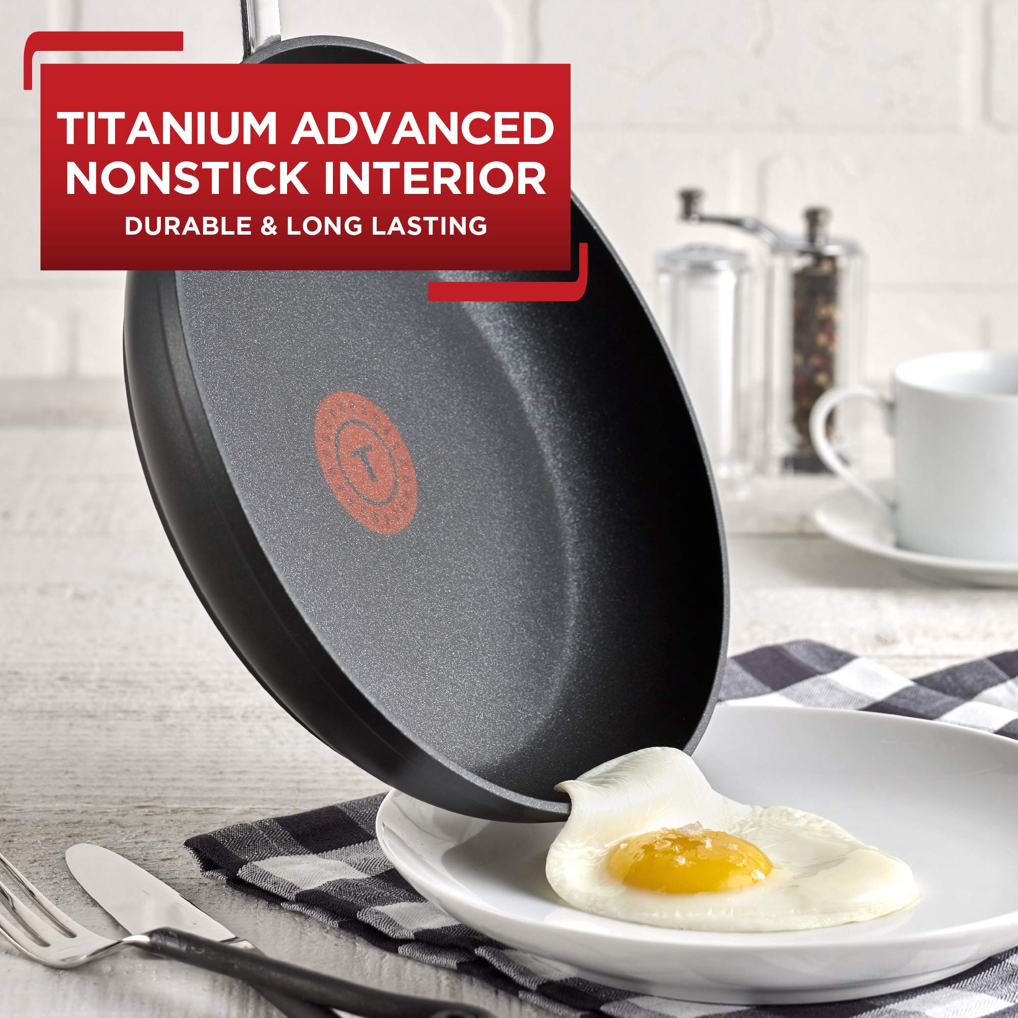 T-Fal Advanced Nonstick Fry Pan 8 Inch Oven Safe 350F Cookware, Pots And Pans, Dishwasher Safe Black