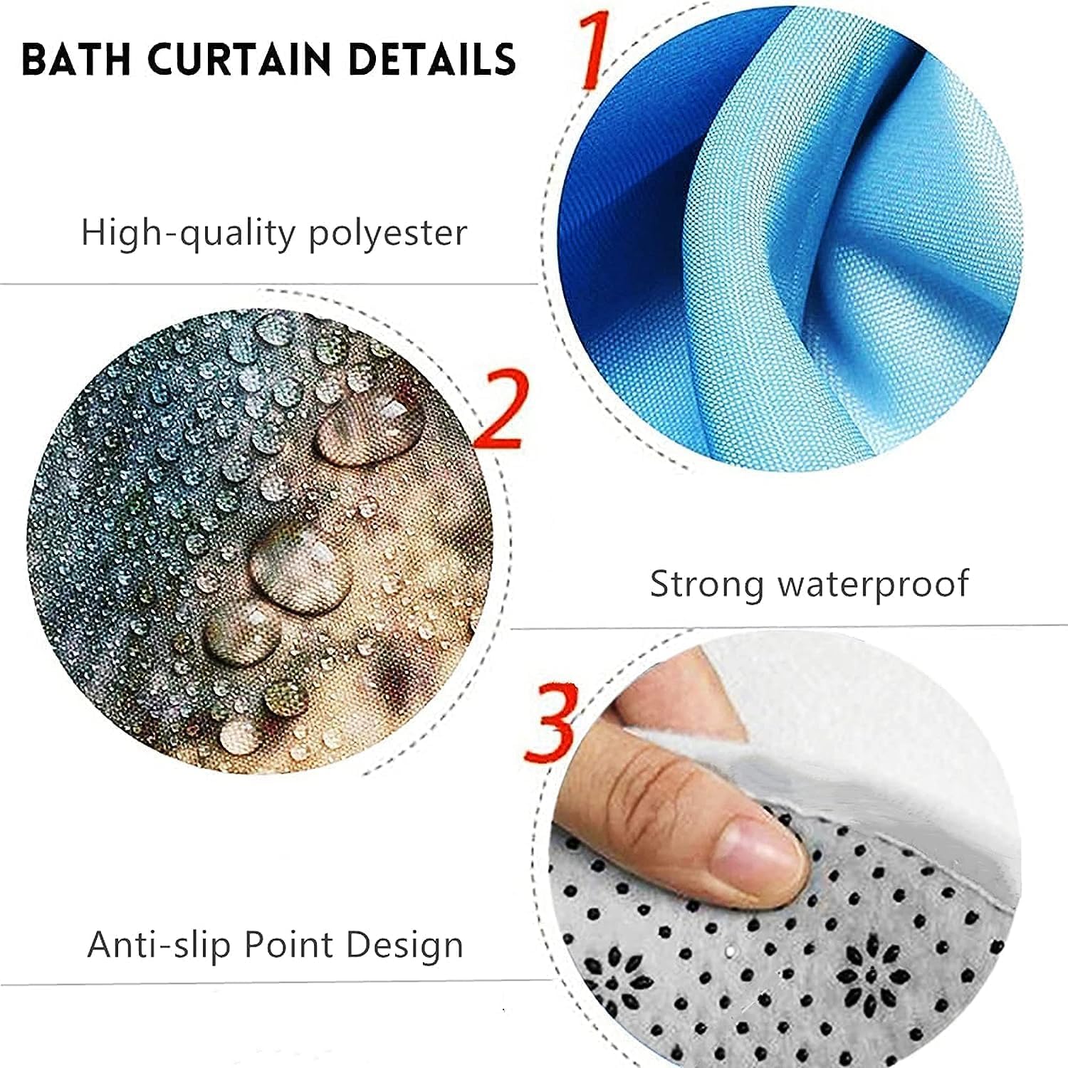 Yizheer Geometric Red Shower Curtain Sets with Non-Slip Rugs Toilet Lid Cover and Bath Mat  Black and Gray Bathroom Decor Set Accessories Waterproof Shower Curtains