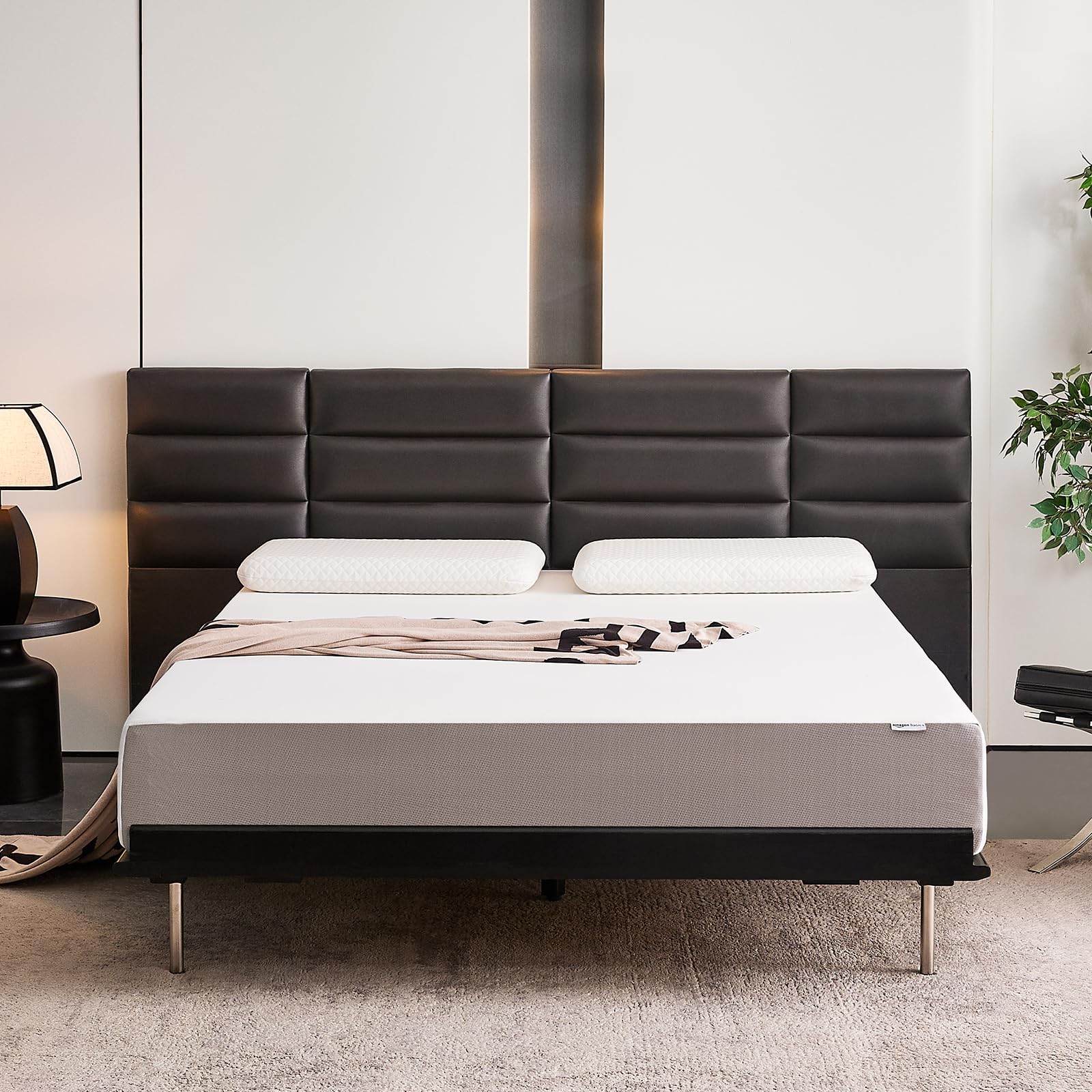 Amazon Basics Memory Foam Mattress, Soft Plush Feel, 10 Inch, King, P22MD-10K, White/Grey