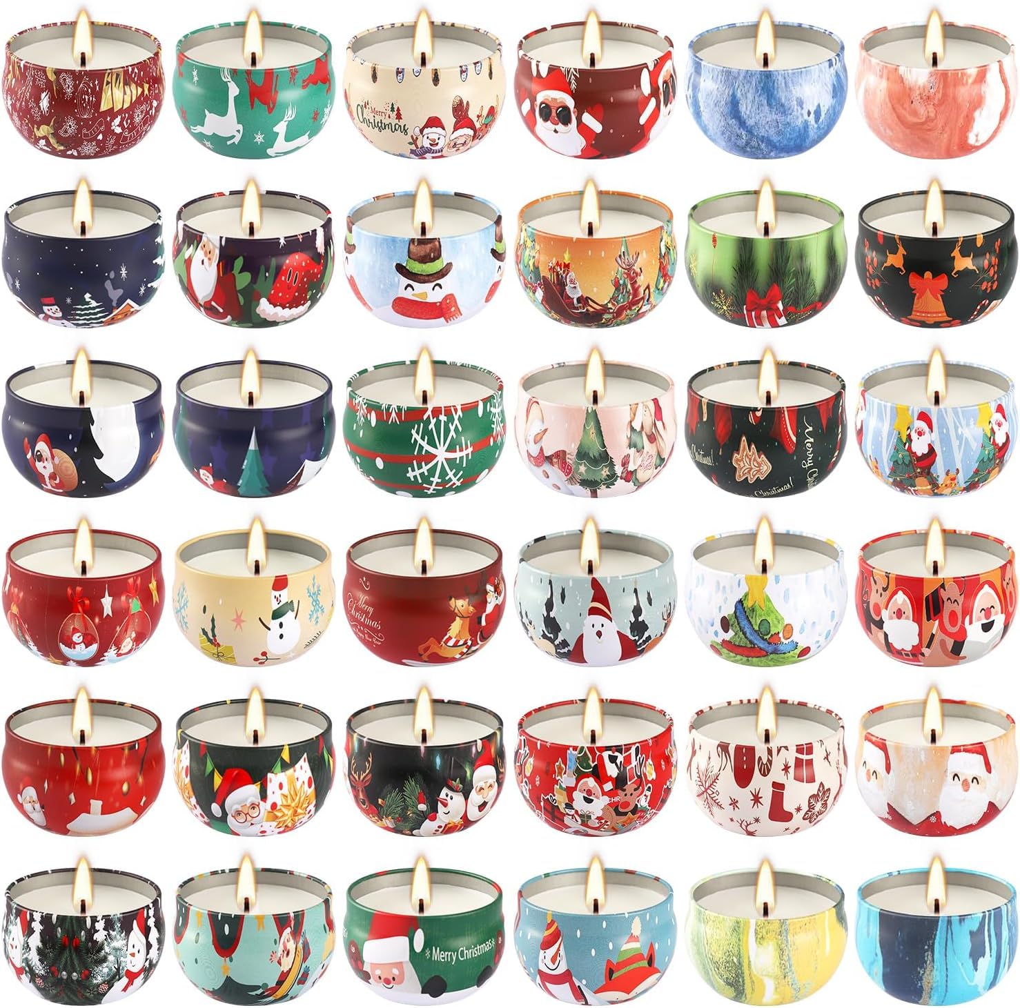 Howemon 36 Pack Christmas Scented Candles Set for Home, Relaxing Stress Relief, Aromatherapy - Natural Soy Wax and Fragrance - G
