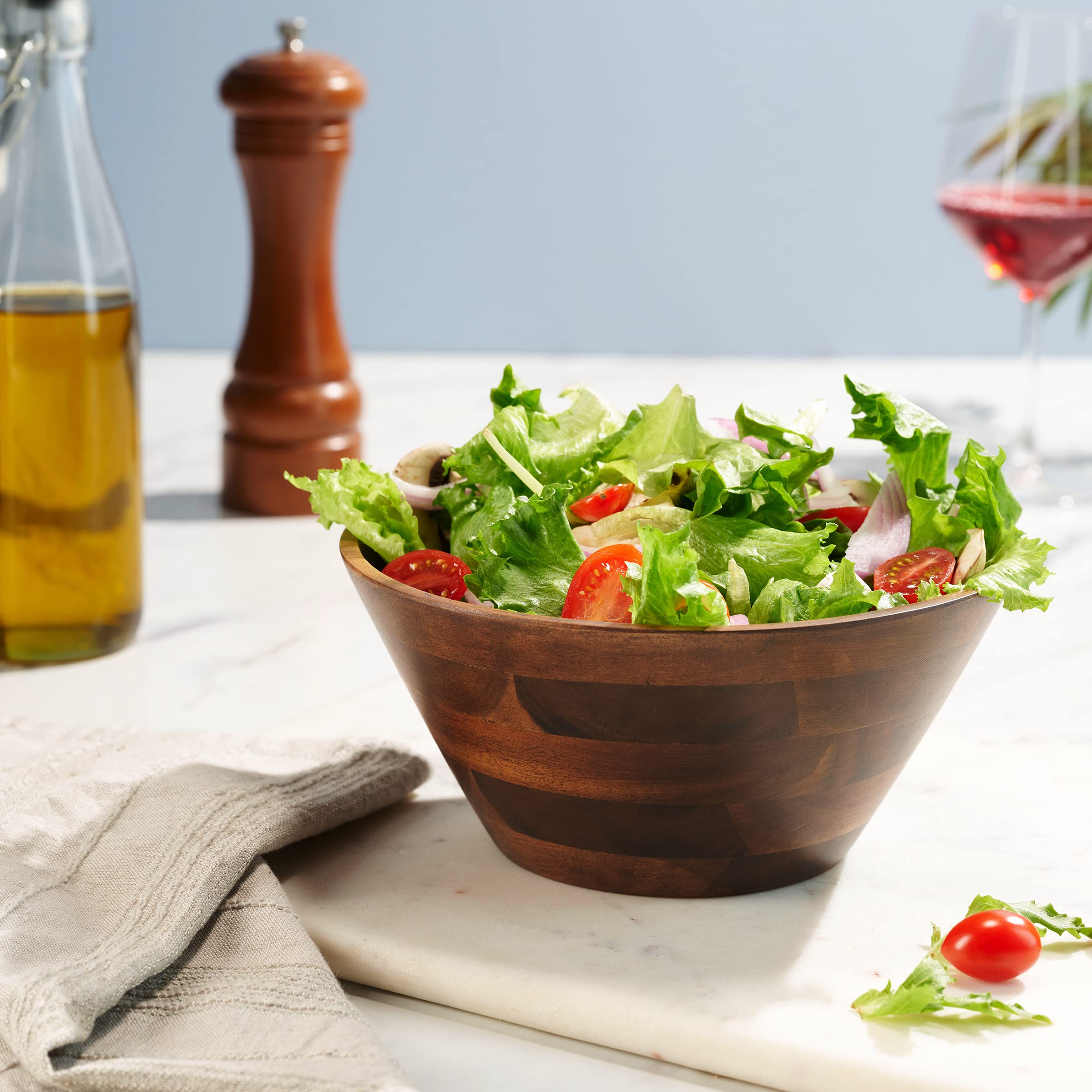 Table Concept Bowl Set, Premium Acacia Wood Bowls, Salad Bowls, Serving Bowls, Home Decor Housewarming Gifts - 8'', Set Of 2