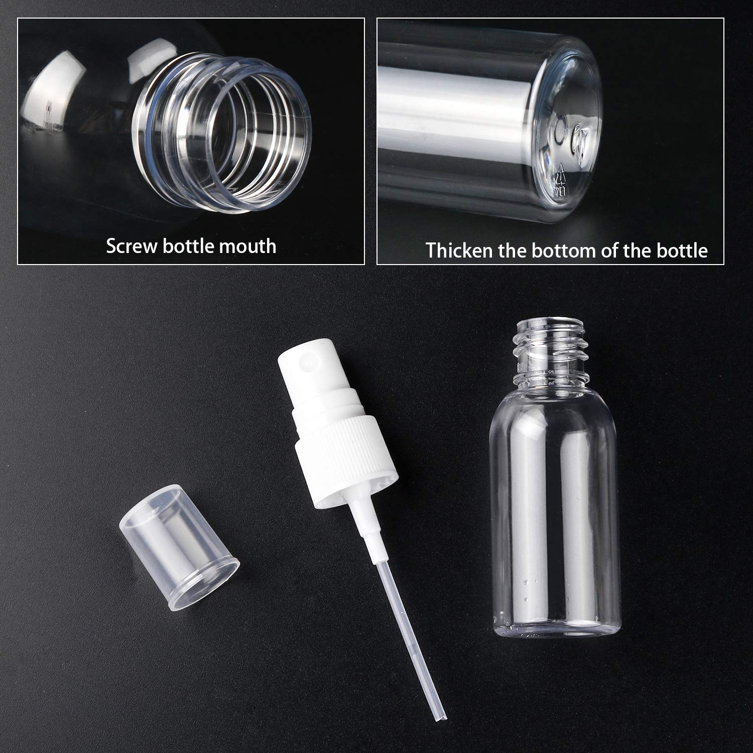 Trendbox 6 Pack Empty Transparent Plastic Fine Mist Spray Bottle 30 Ml (1 Oz)