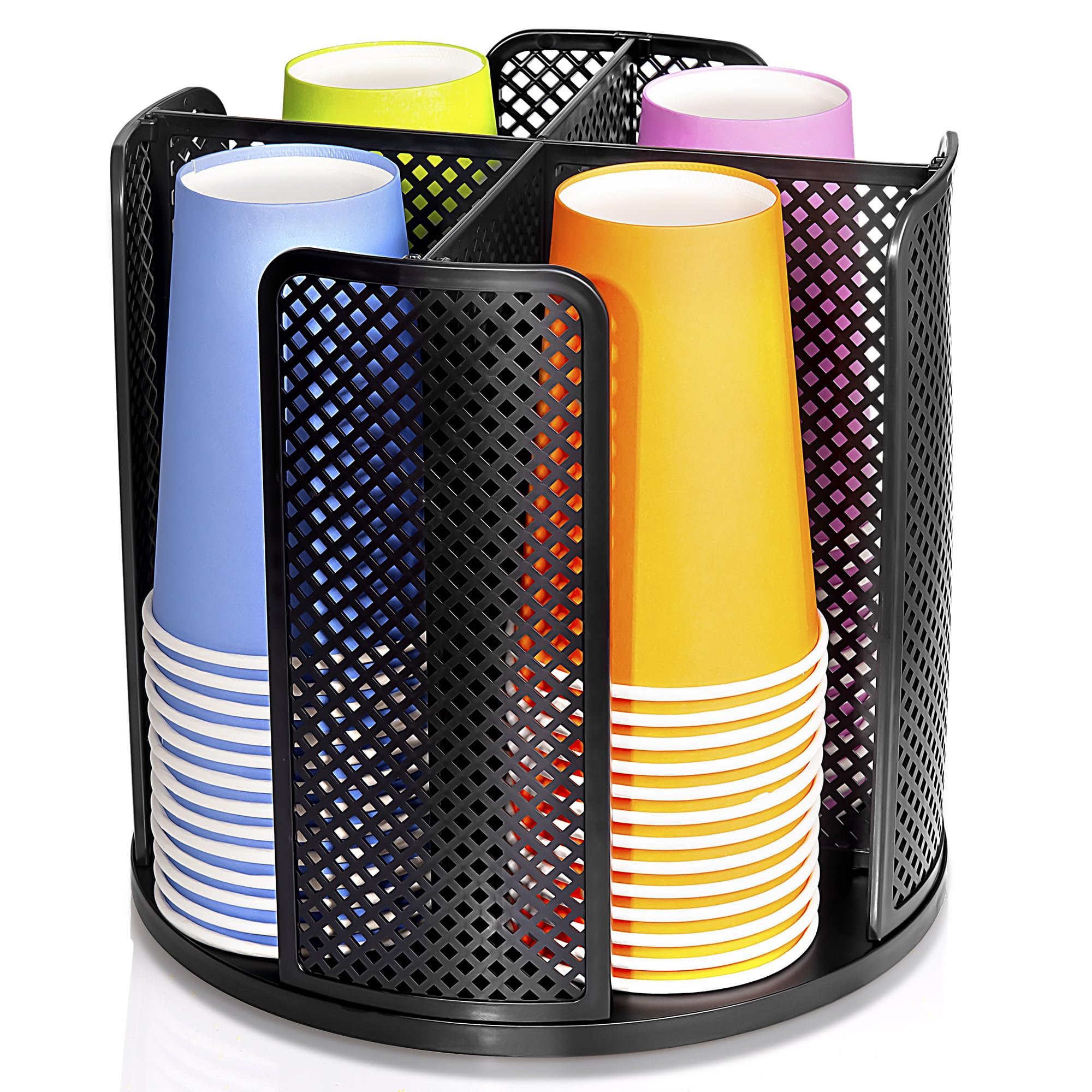 Wymulot Rotating Paper Cup Dispenser, Cup Holder With 4 Compartments, Disposable Coffee Cup Dispenser Removable, Plastic Cup Sto
