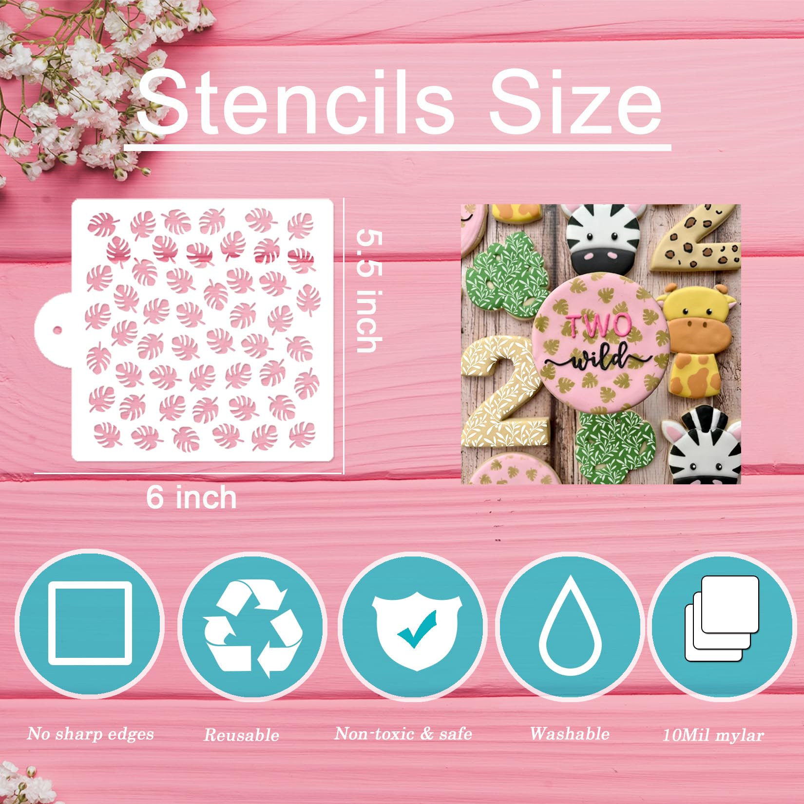 Cookie Stencils For Baking Royal Icing Leaf Stencil Airbrush Flower Hibiscus Vine Rose Stencil Templates For Cake Stencils Decor