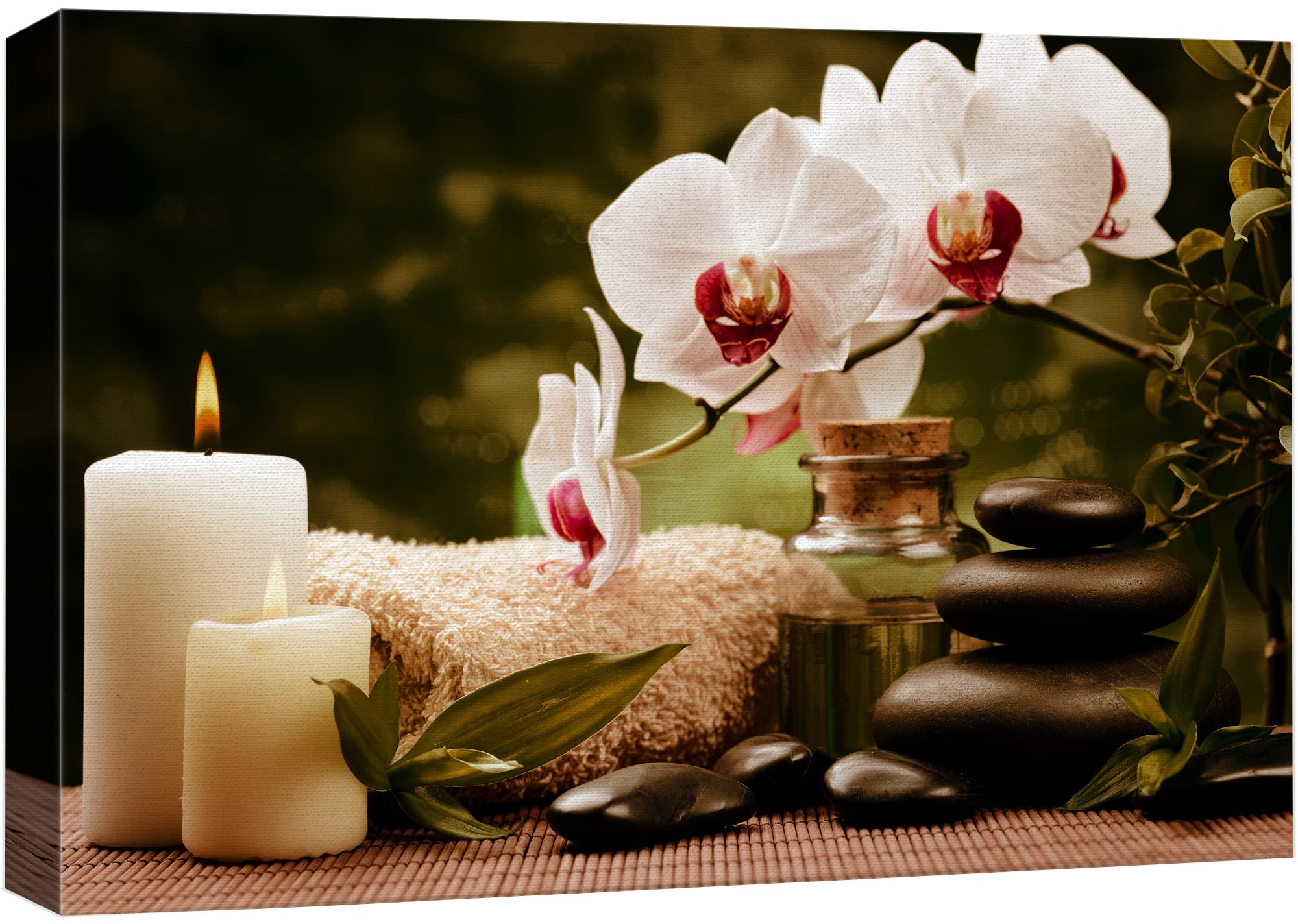 Wall26 Canvas Print Wall Art Retro Orchid Flower Massage Stone Meditation Candles Nature Wilderness Photography Realism Rustic L