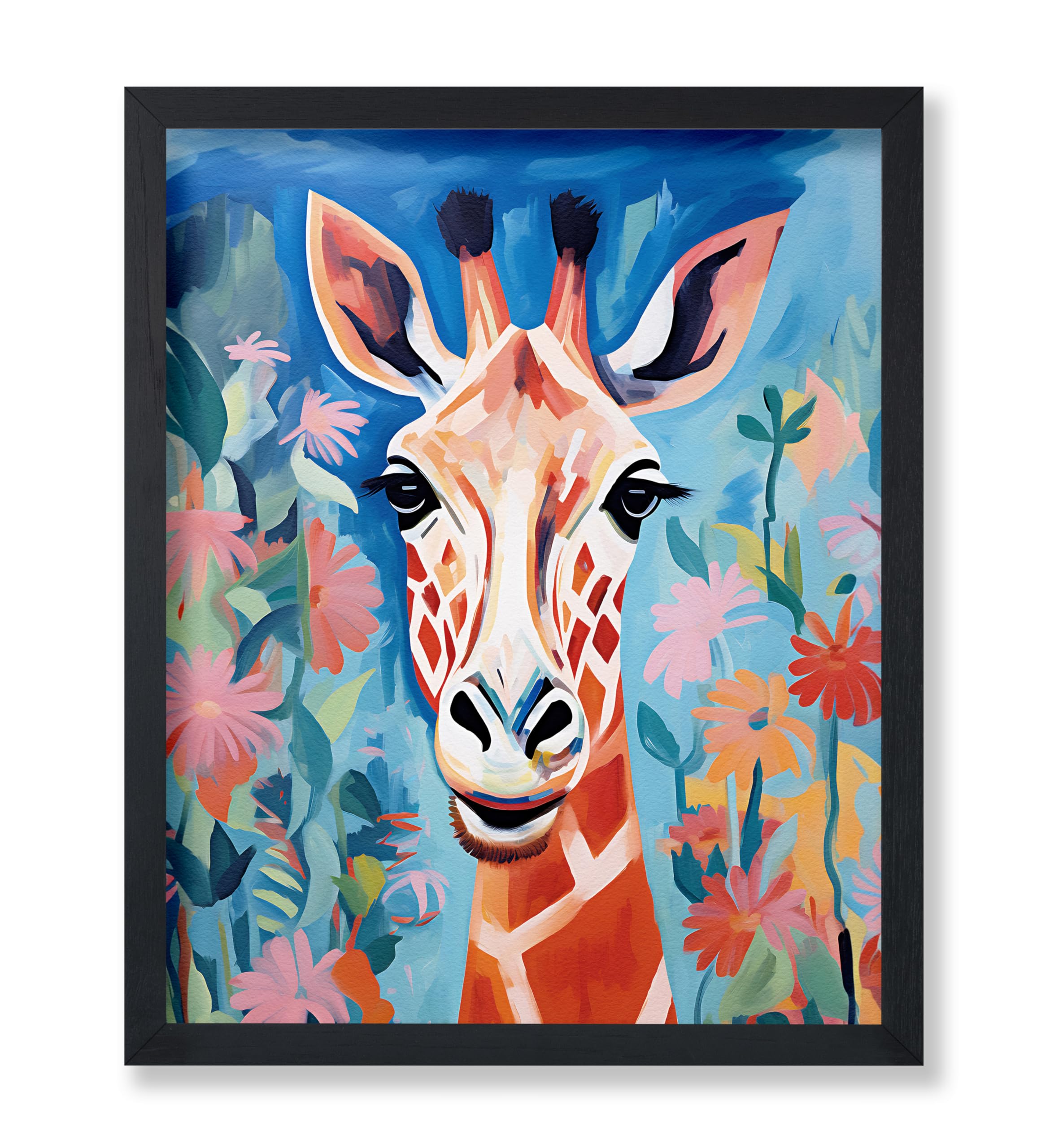 Poster Master Giraffe Poster - Giraffe Portrait Print - Wildlife Art - Watercolor Art - Gift for Veterinarian, Animal Lover - Fl