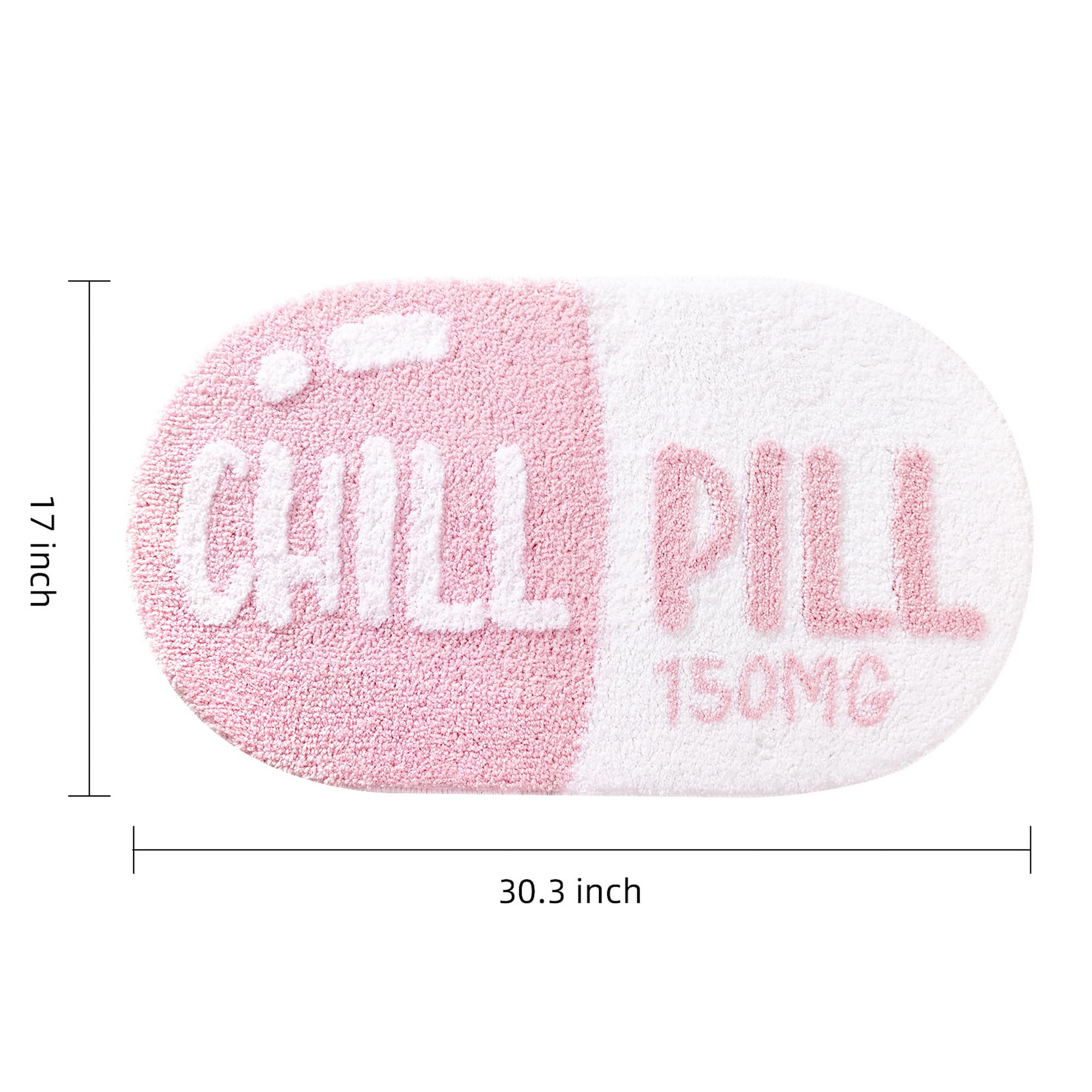 FROZZUR Chill Pill Bath Mat  Non Slip Pink Bath Mats for Bathroom Cute Shaped Bathtub Preppy Rug Bathroom Tub Plush Shower Rugs Washable  Pink