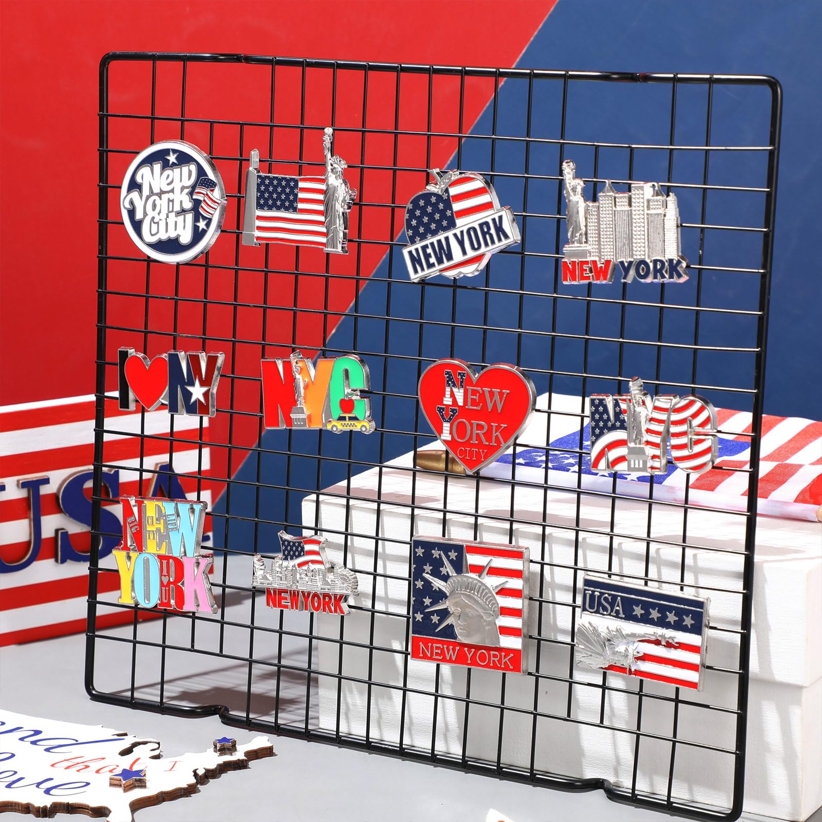 Konohan 24 Pcs New York Magnets for Refrigerator Metal NYC Fridge Magnet Magnetic New York Souvenirs USA Souvenirs Gifts Magneti