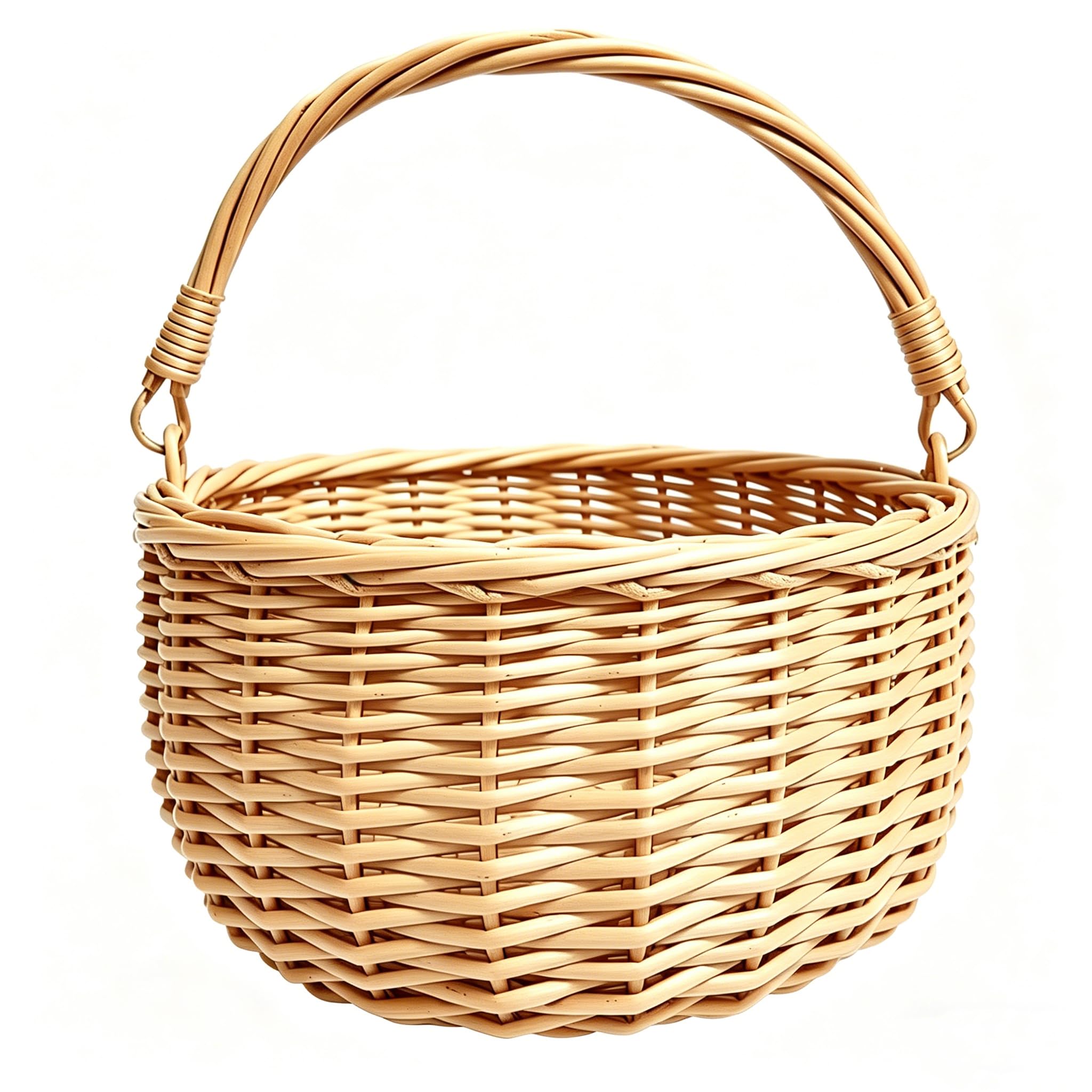 10 x 10in Wicker Basket Rustic Wicker Picnic Basket with Handle Cute Flower Girl Baskets Rattan Easter Baskets Wicker Storage Ba