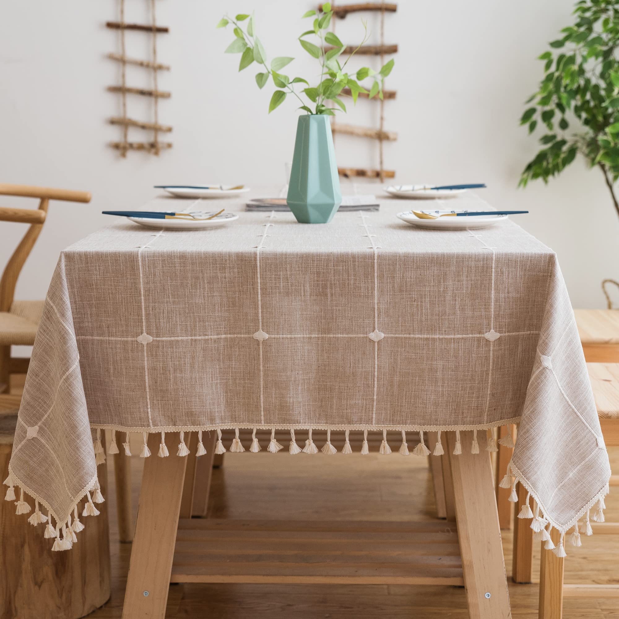 Pahajim Picnic Table Cloths Burlap Linen tablecloths for Rectangle Tables Rustic Table Cloth Party Table Cloths for Kitchen Dini