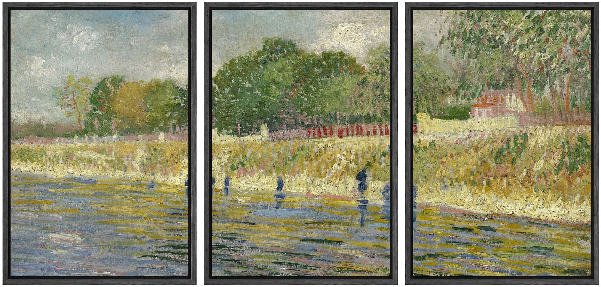 Wall26 Framed Canvas Print Wall Art Set The Banks Of The Seine River Vincent Van Gogh Classical Illustrations Fine Art Decorativ