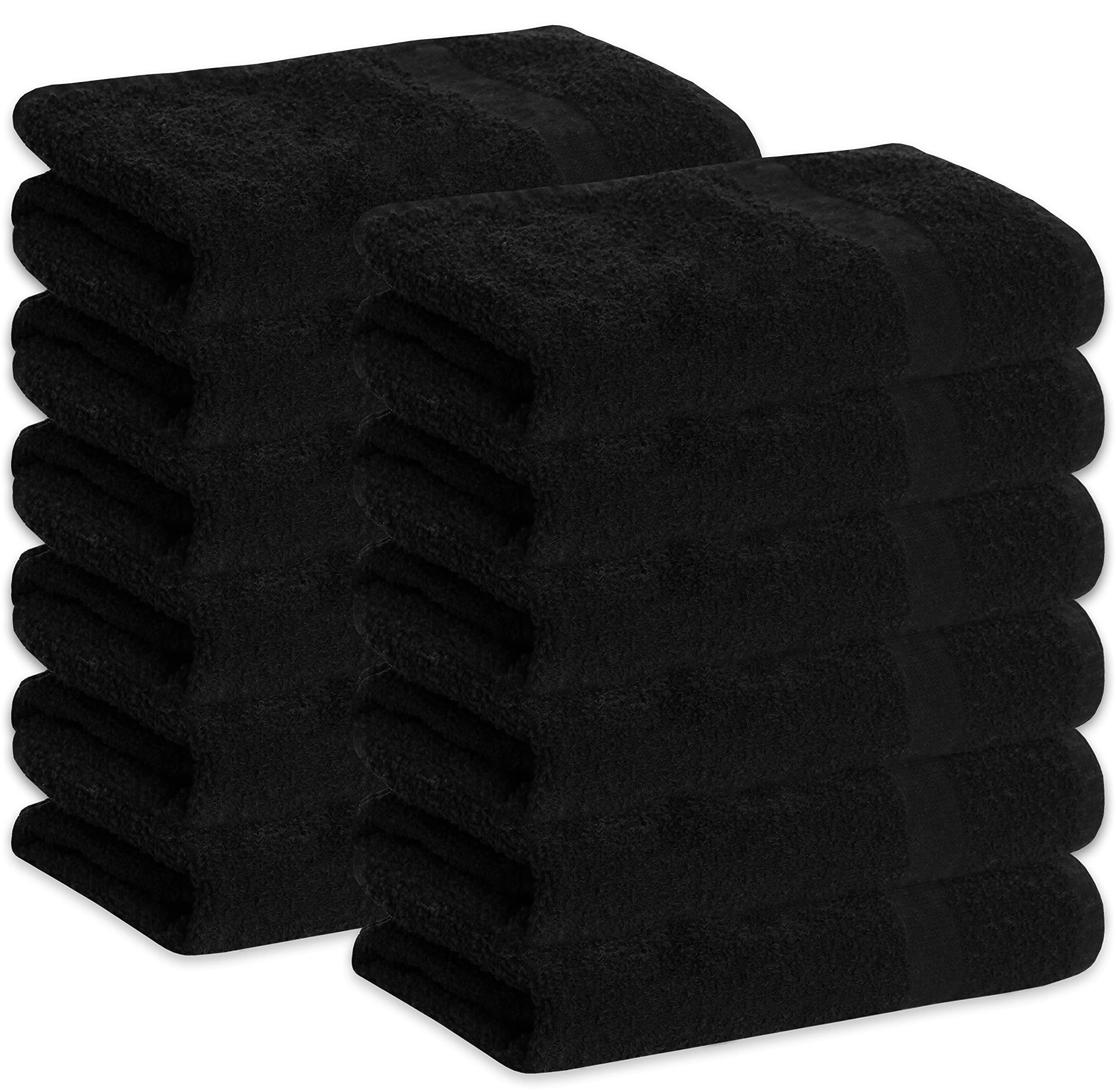GREEN LIFESTYLE 12 Pack Black Microfiber Bleach Safe Towel Bulk Sets, Premium Spa Quality, Super Soft and Absorbent for Gym, Poo