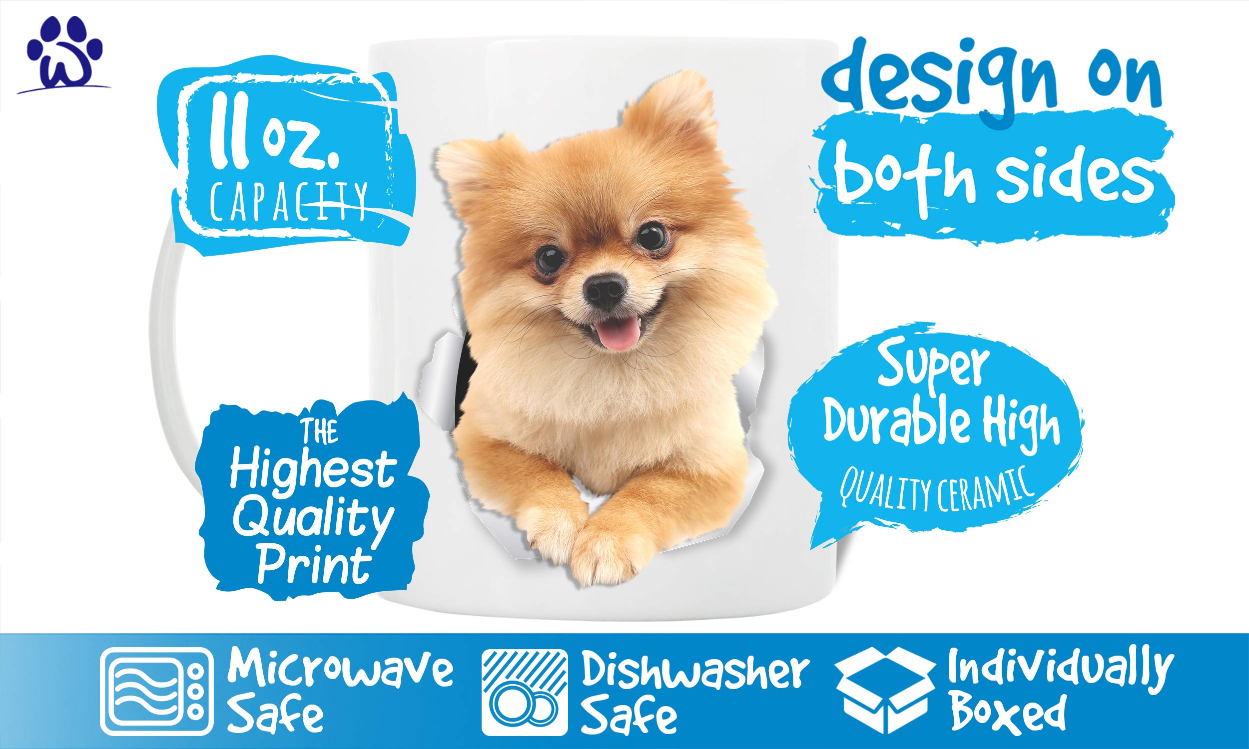 Winston & Bear Cute Pomeranian Coffee Mug - German Spitz Ceramic Mug - Cute Pompom Cup For Pomeranian Mom And Dad (11Oz)