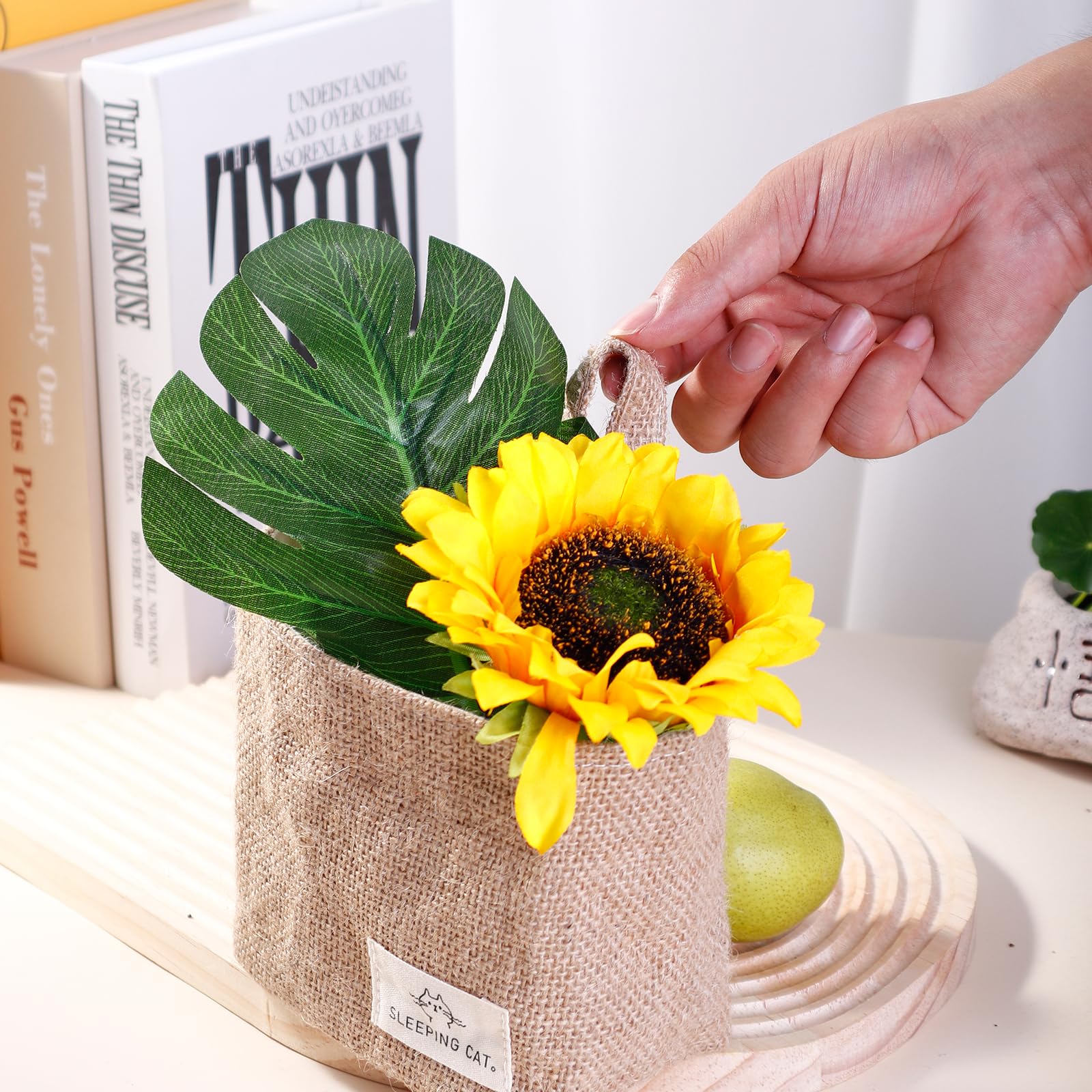 Tenebralux Small Cotton And Linen Hanging Storage Basket For Desktop, Ideal For Organizing Keys And Miscellaneous Items.