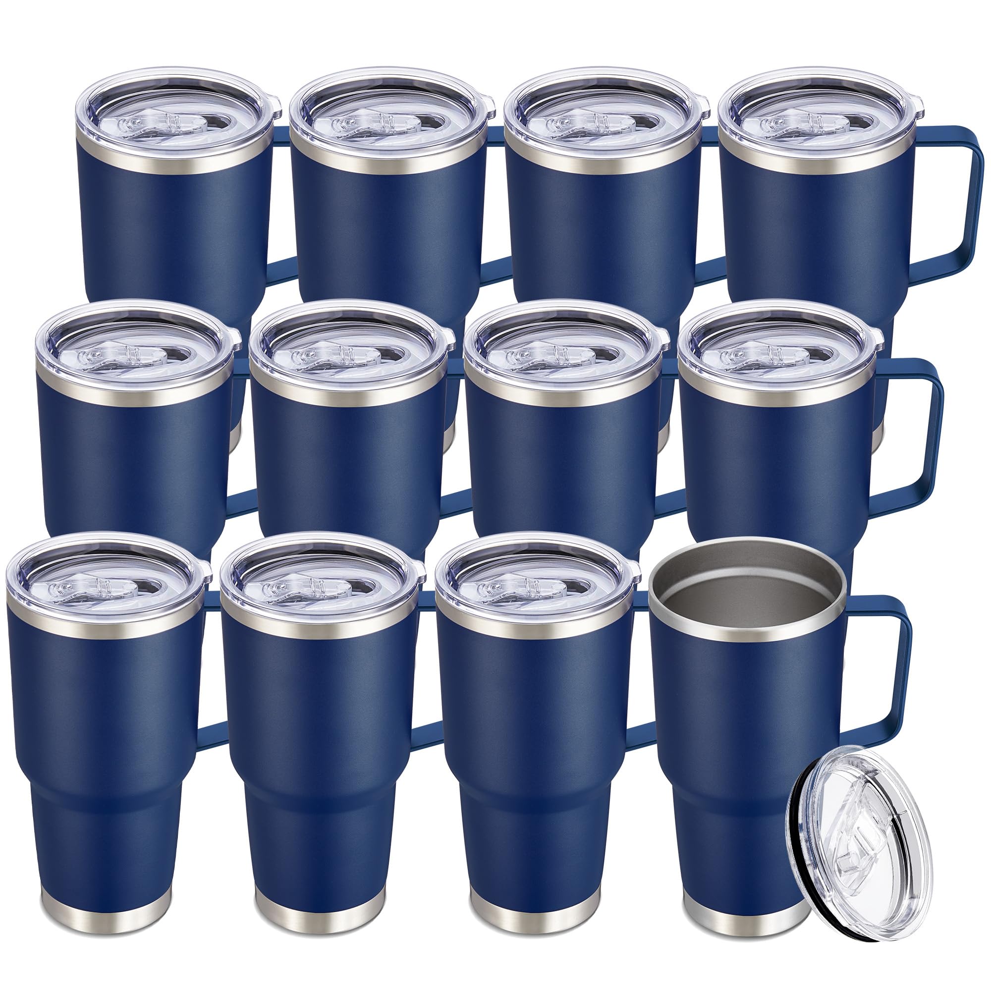 Cool Yoleb 30 oz Tumbler with Handle and Lid, Stainless Steel Tumblers Bulk Double Wall Vacuum Insulated Travel Mug Leak Proof C