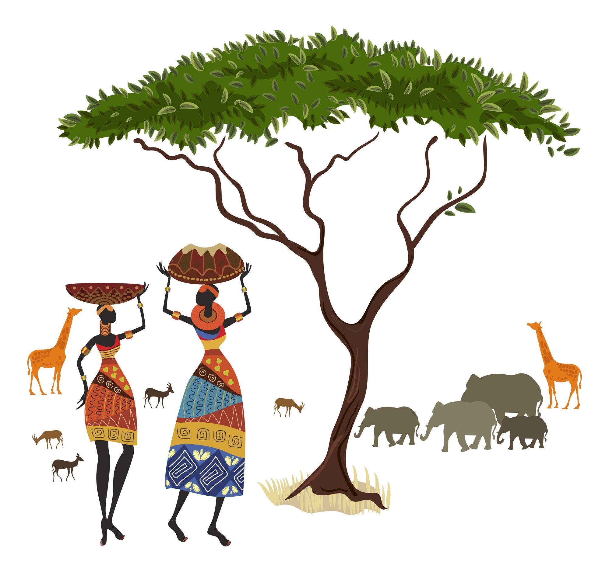 Decals Design Wall Sticker 'Artistic Tribal Ladies With Animals Nature'