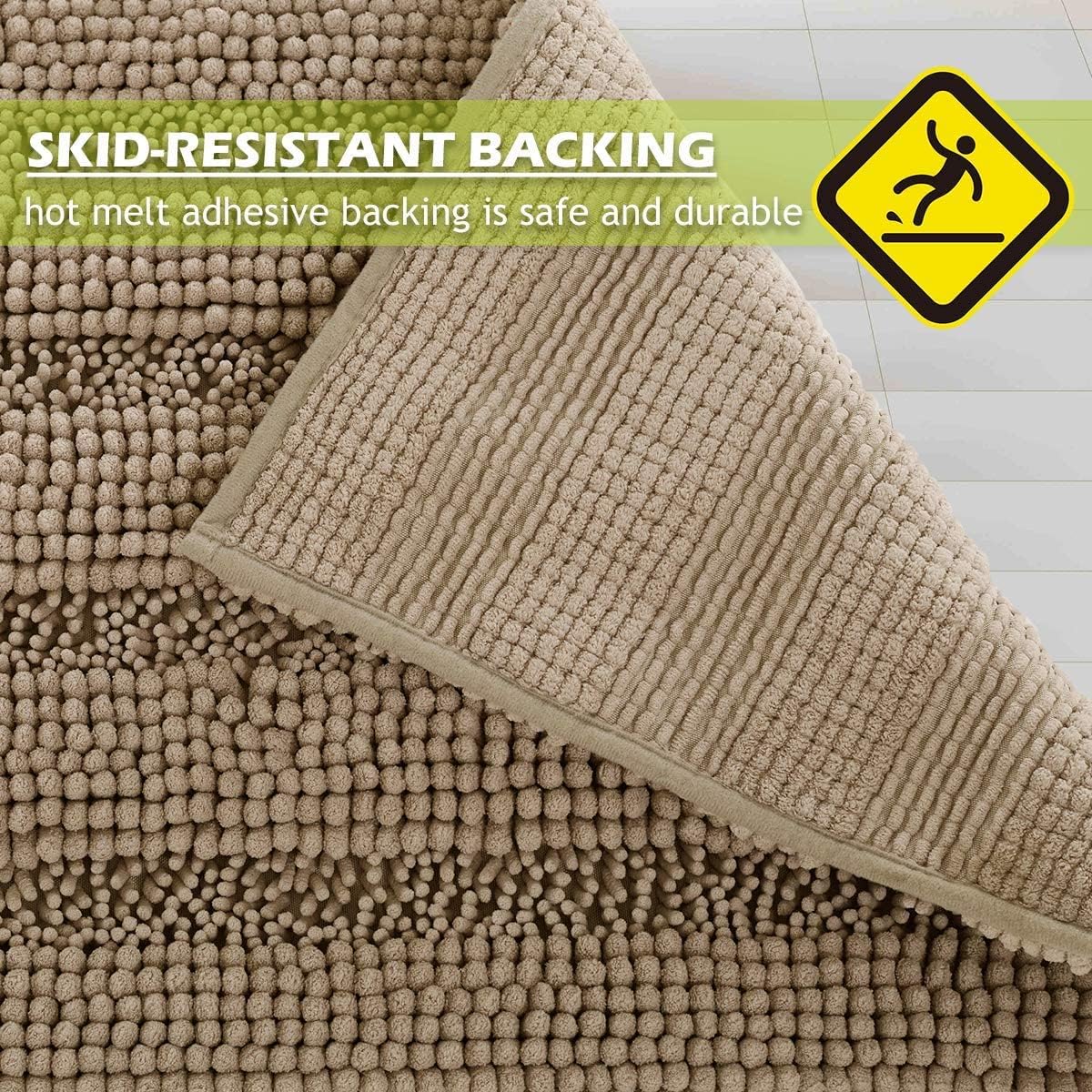 Large Bathroom Rugs Set - Super Soft Bath Mat Non-Slip Washable Absorbent Microfiber Chenille Floor Carpet For Door Way Tub Kitc