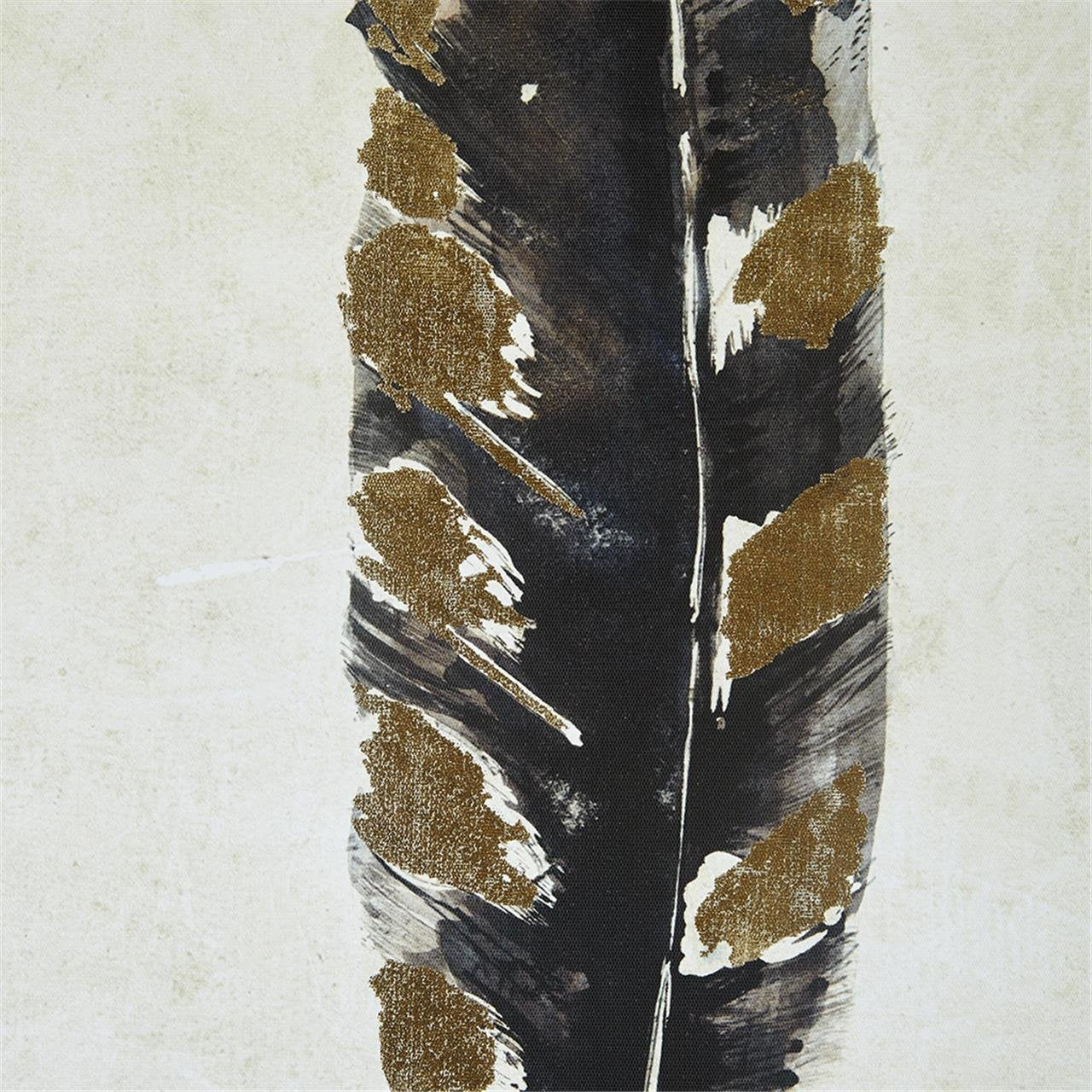 Urban Habitat, Gilded Feathers 2 Piece Set Wall Art Gold Foil Canvas, Modern Contemporary Global Inspired Painting Living Room A