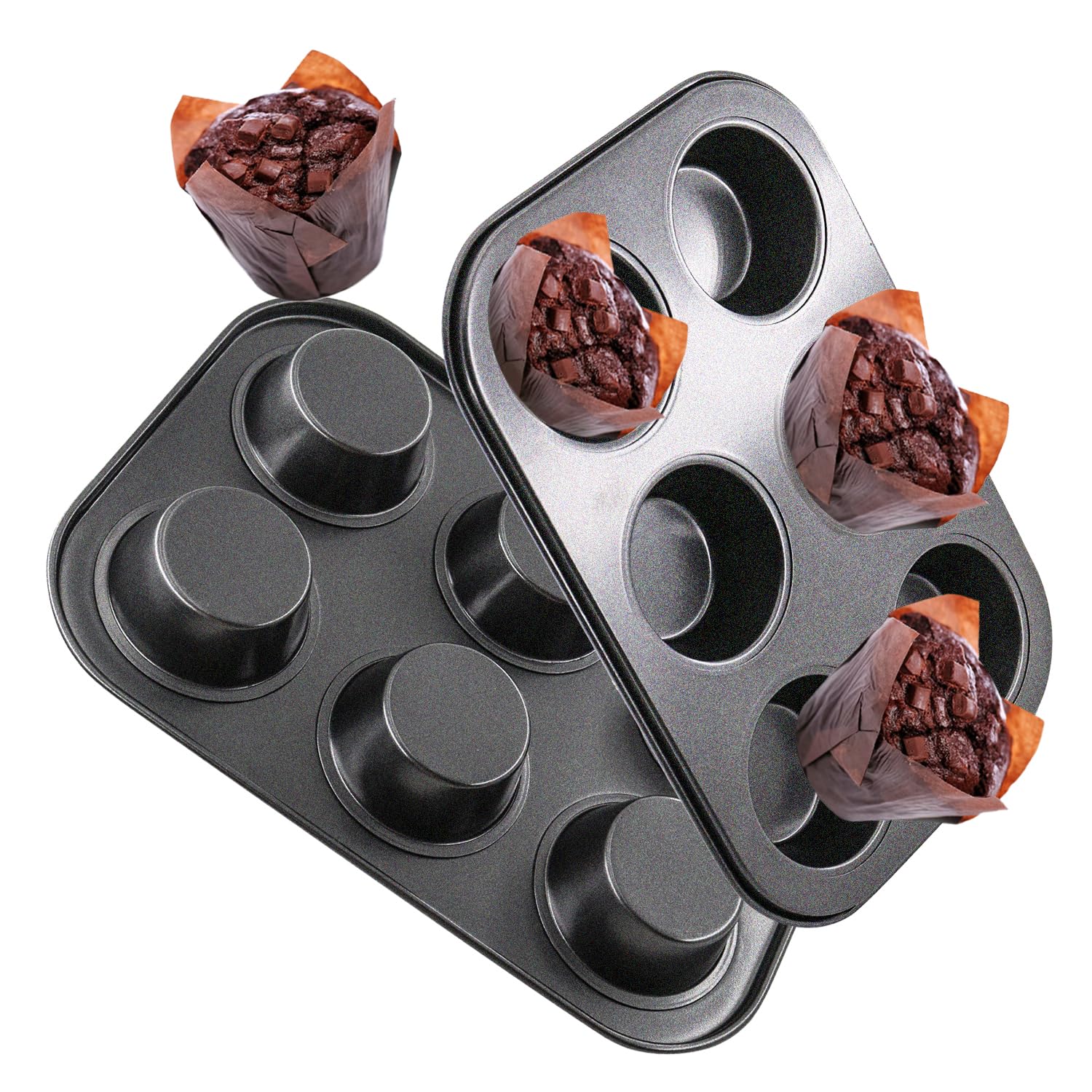 Draongye 2 Packs Round Muffin Baking Pan, Premium Steel Muffin Pan For Baking, Cupcake Tin Cheesecake Pans, Bakeware Muffin Top