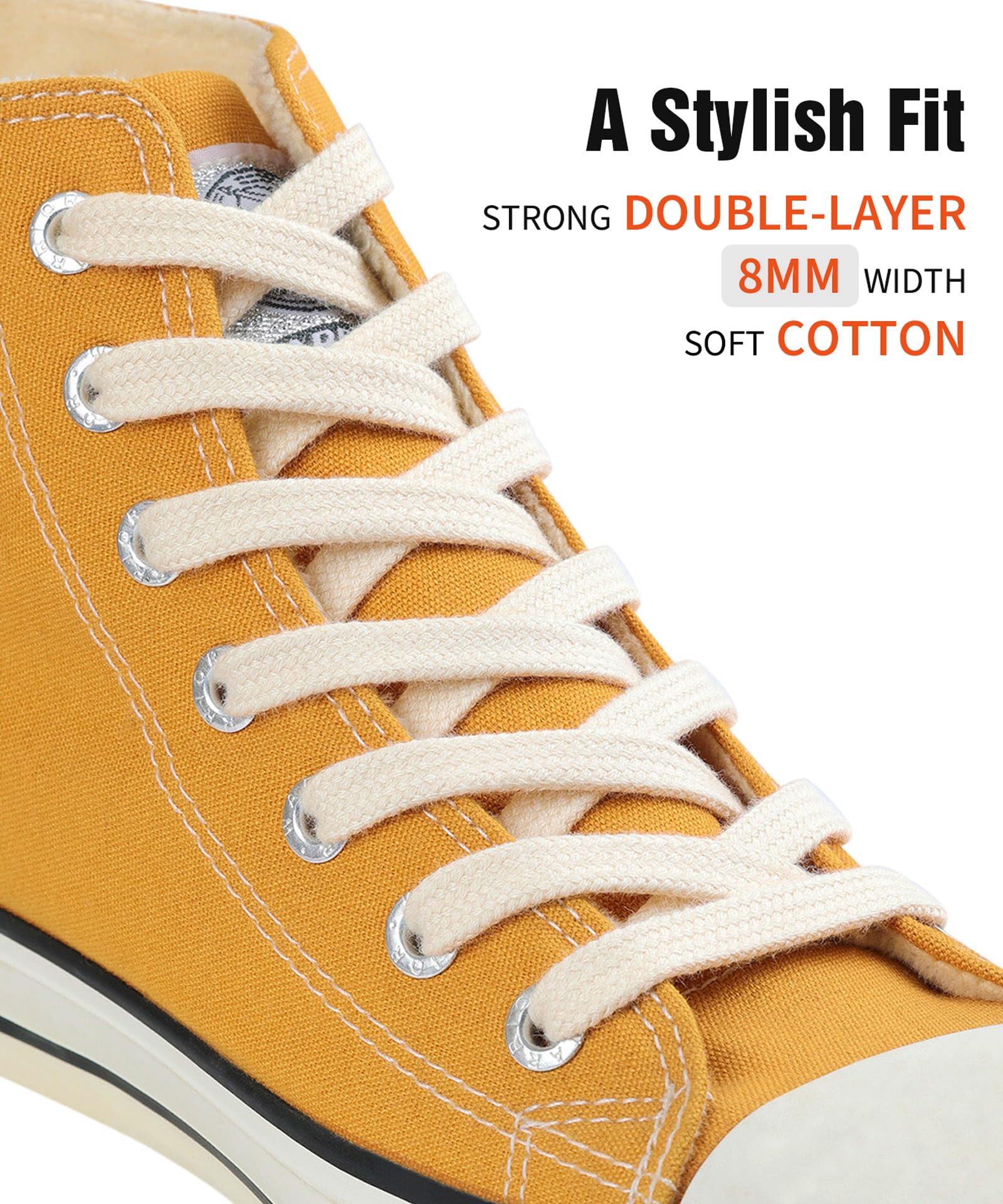 Handshop Wide Flat Athletic Shoelaces 516(2 Pair) - Shoe Laces For Sneakers And Casual Shoes Replacements Beige 55 Inch (140Cm)