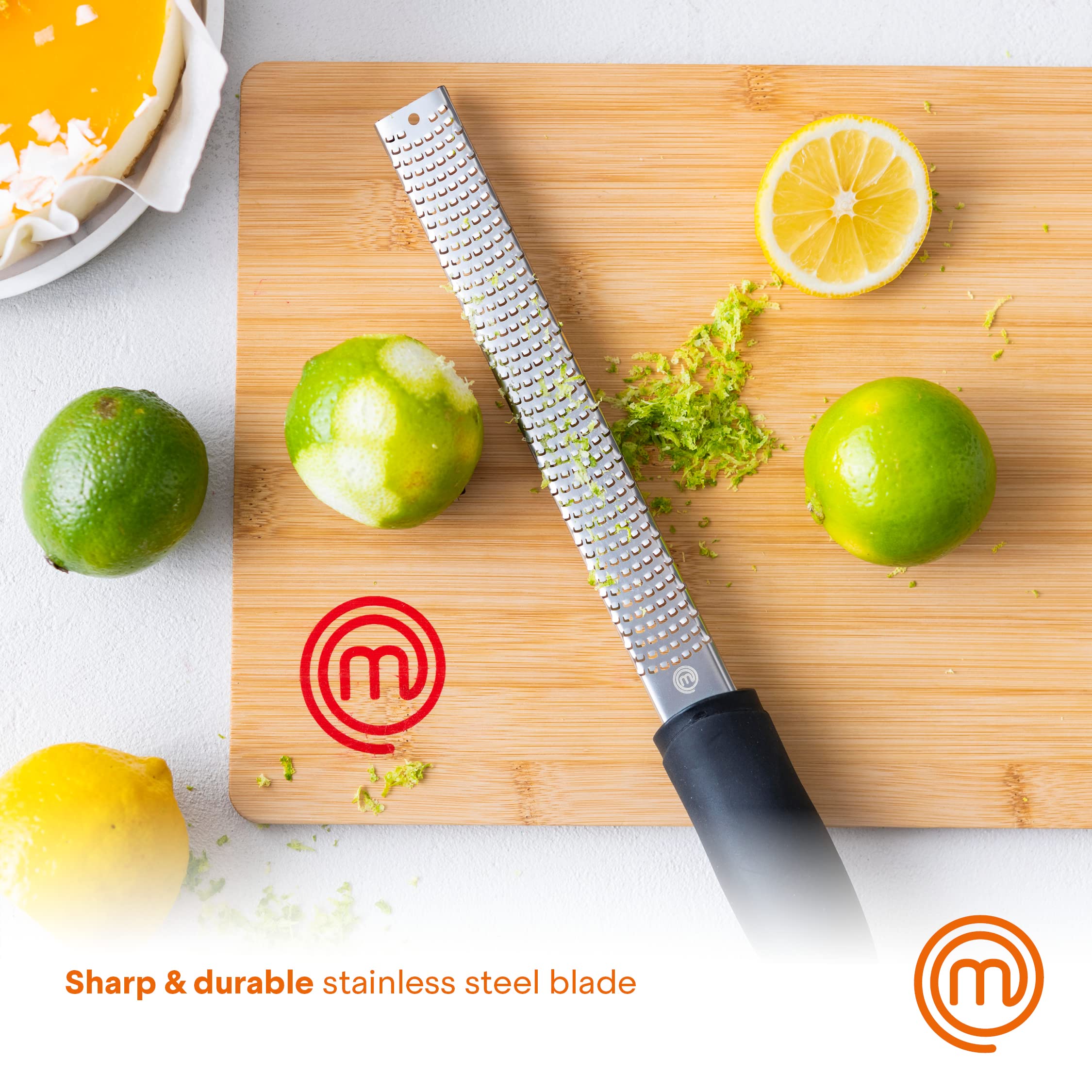 Masterchef Lemon Zester Grater With Handle, Kitchen Tool For Zesting Citrus Fruits & Finely Grating Parmesan Cheese, Garlic, Gin