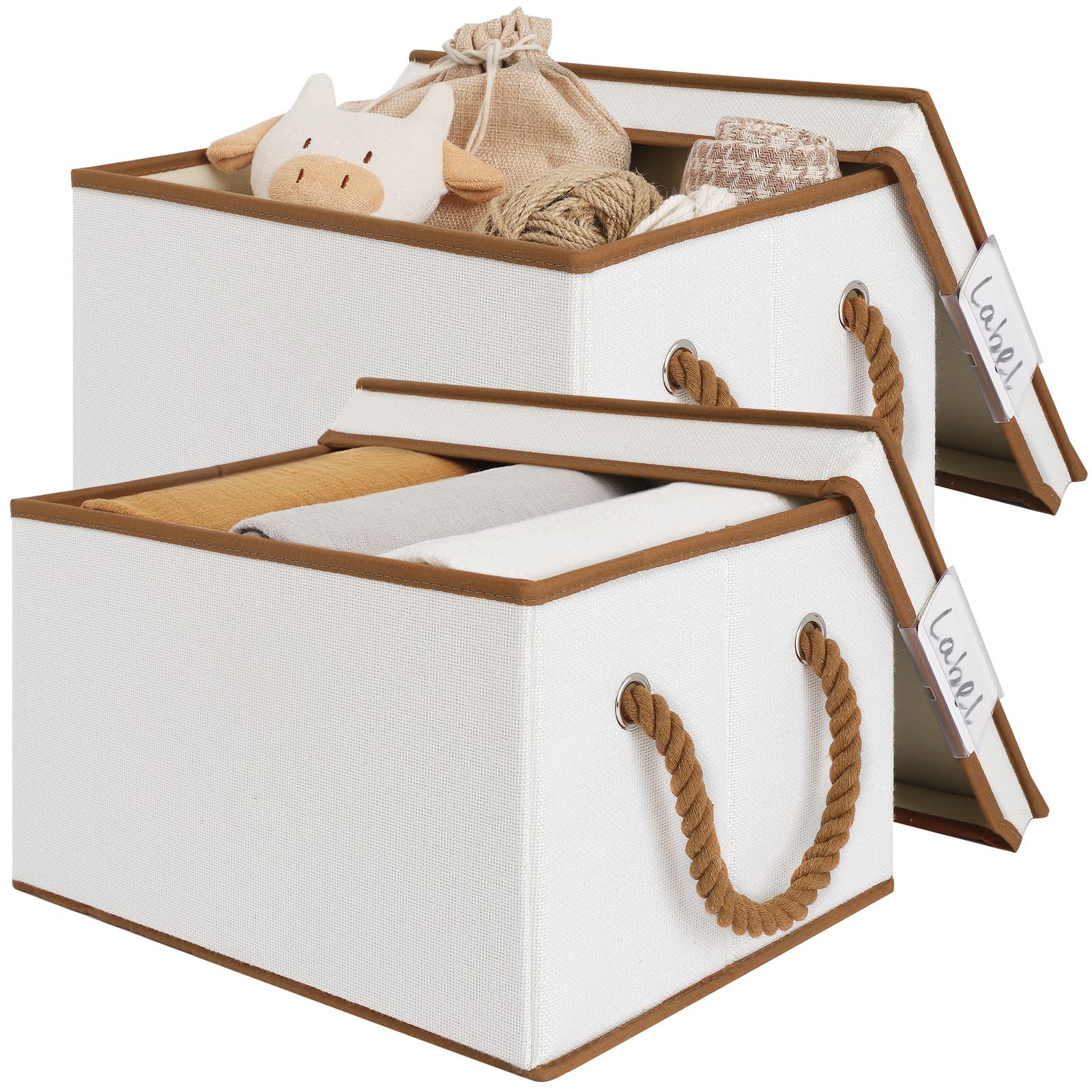 Loforhoney Home Fabric Storage Bins With Lids For Organizing, Foldable Storage Boxes With Lids For Shelves, Clothes Baskets With