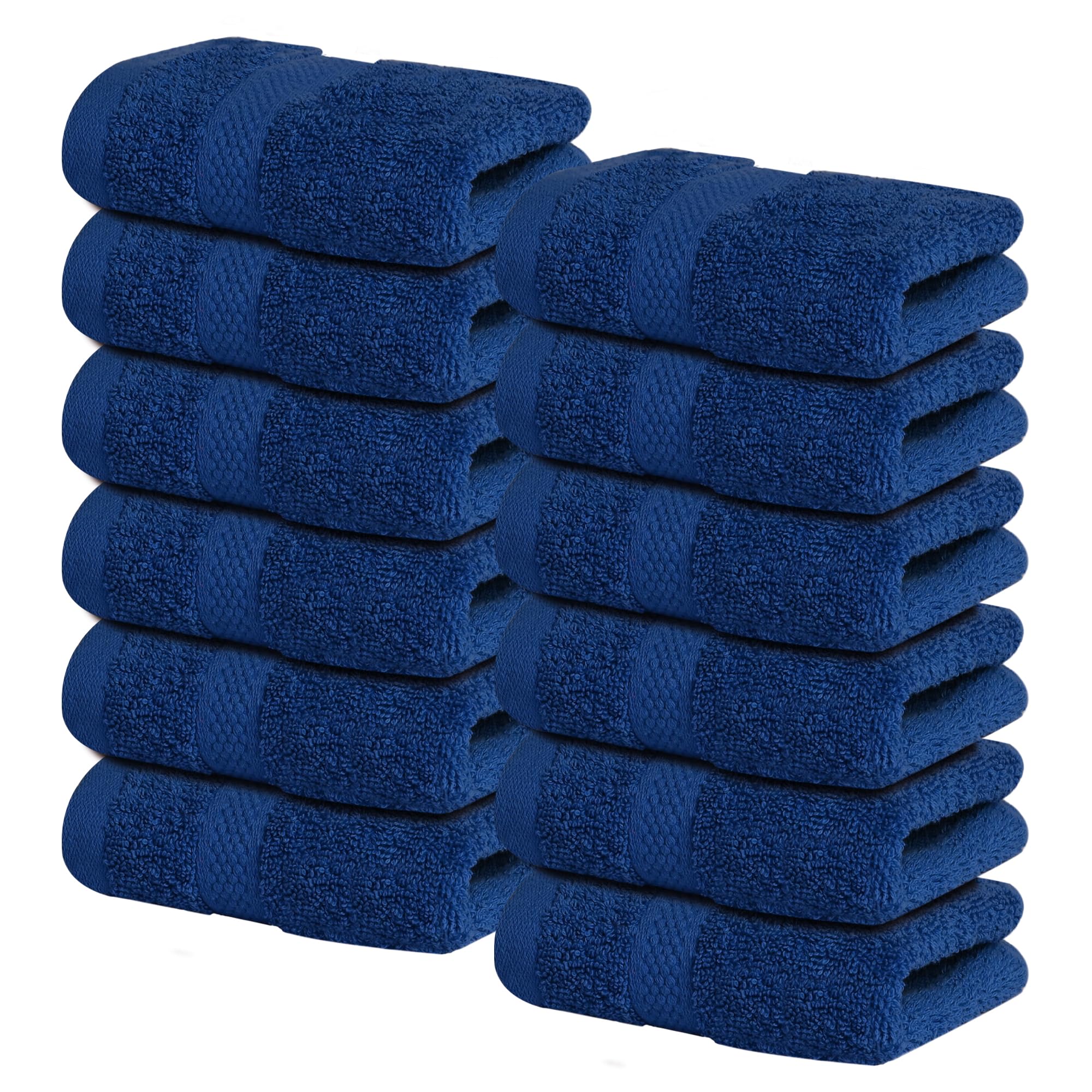 Infinitee Xclusives Premium Navy Blue Washcloths Set - Pack Of 12, 13X13 Inches 100 Cotton Wash Cloths For Your Body And Face To