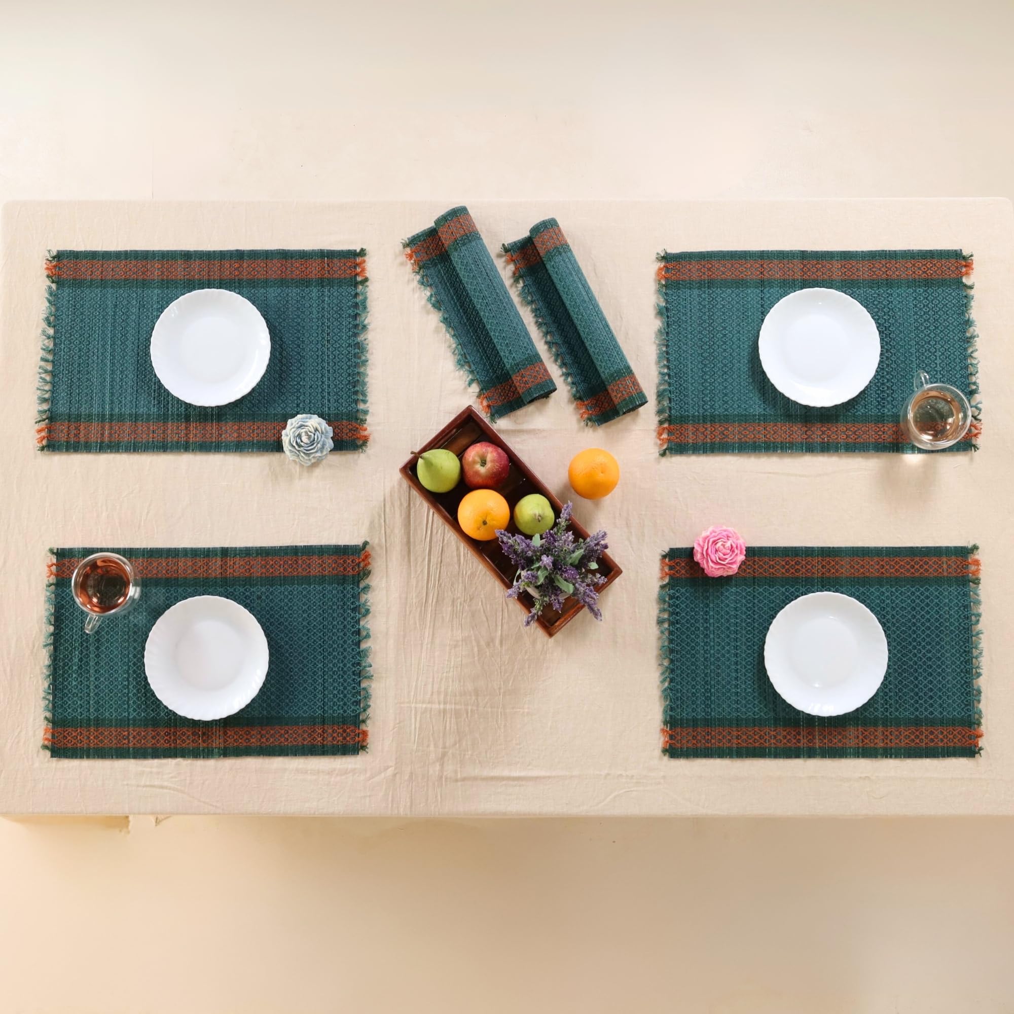 PeepulTree Placemats & Table Cloths (Teal, Pack of 6  Placemats)